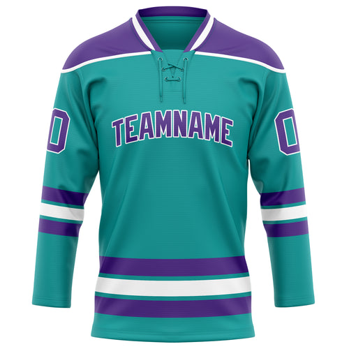 Personalized Aqua & Purple Solid Colour Hockey Jersey