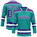 Personalized Aqua & Purple Solid Colour Hockey Jersey