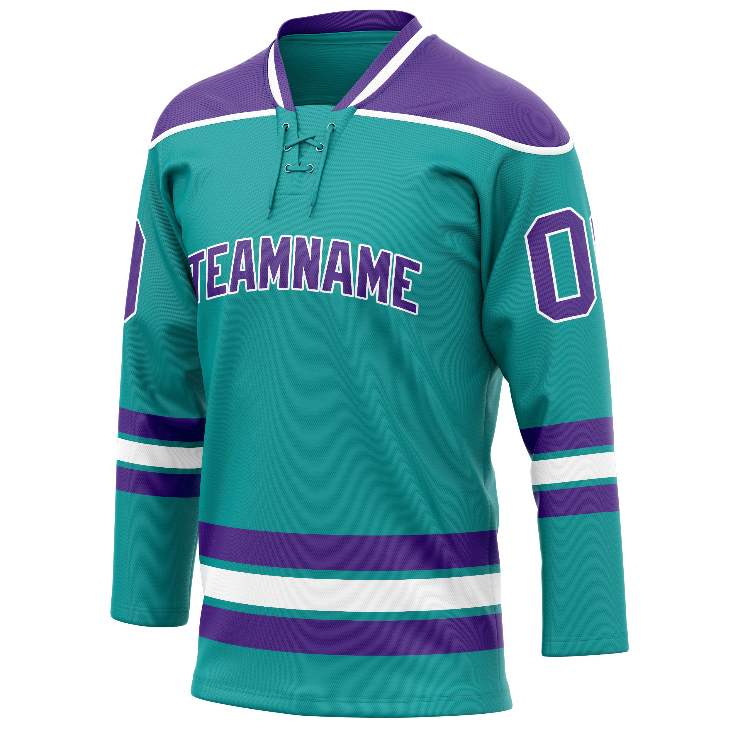 Personalized Aqua & Purple Solid Colour Hockey Jersey