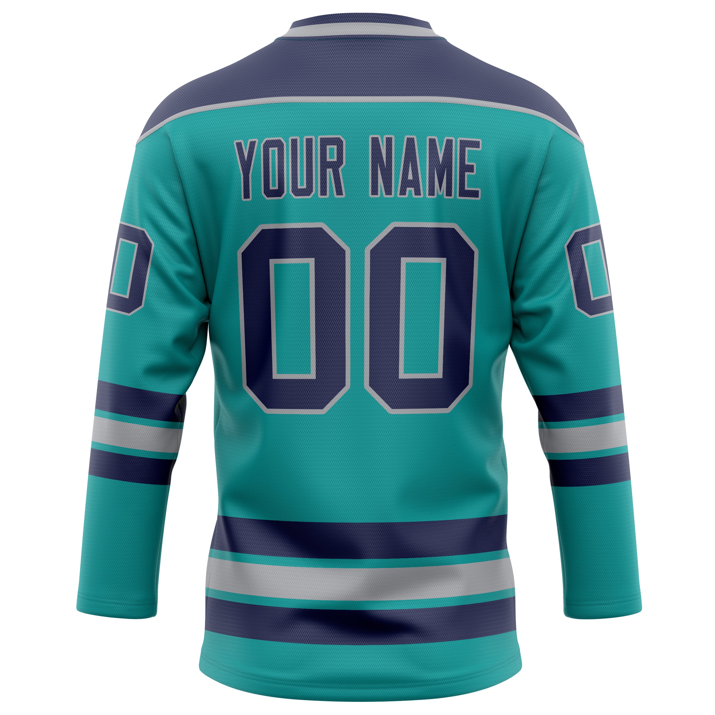 Personalized Aqua & Navy Solid Colour Hockey Jersey