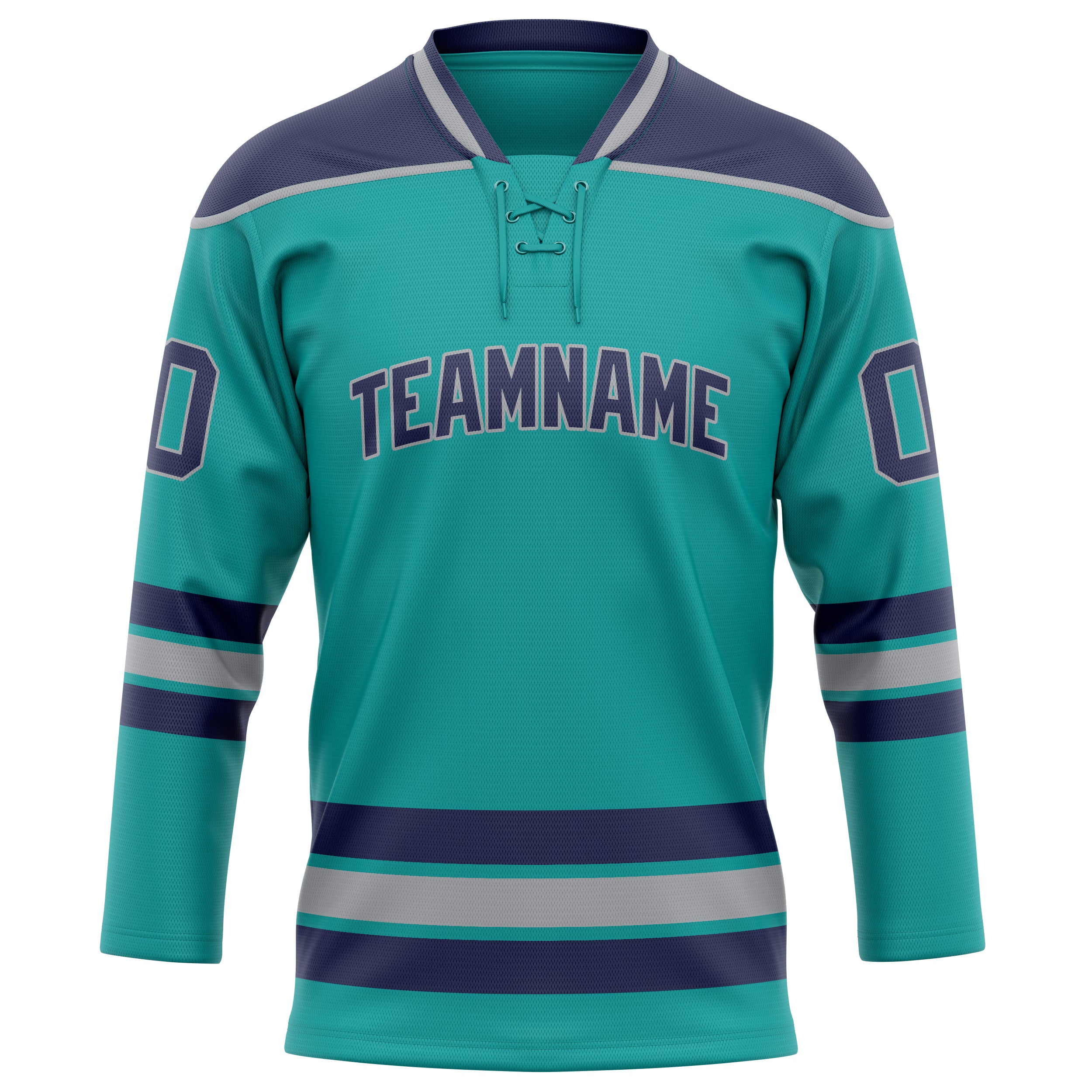 Personalized Aqua & Navy Solid Colour Hockey Jersey