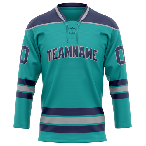 Personalized Aqua & Navy Solid Colour Hockey Jersey