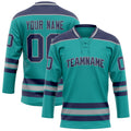 Personalized Aqua & Navy Solid Colour Hockey Jersey