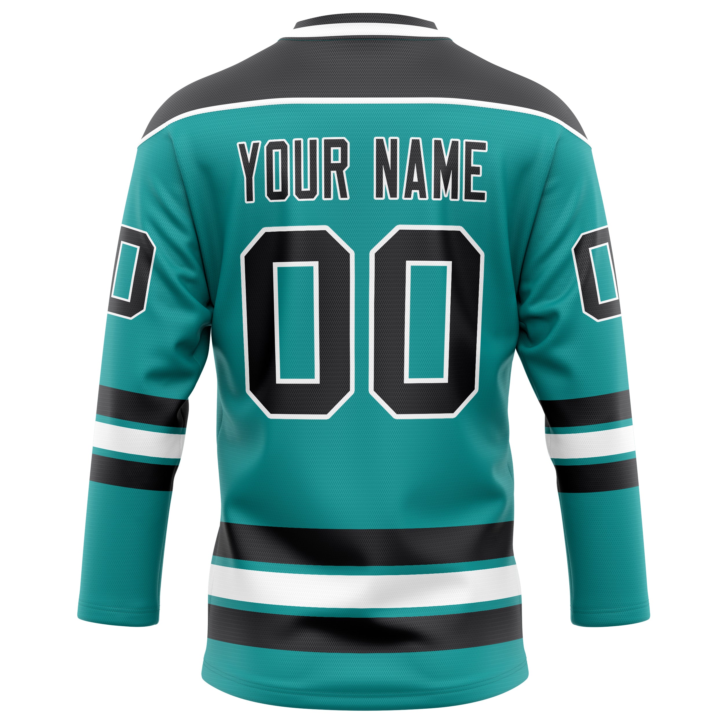 Personalized Aqua & Black Solid Colour Hockey Jersey