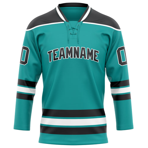 Personalized Aqua & Black Solid Colour Hockey Jersey