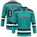 Personalized Aqua & Black Solid Colour Hockey Jersey