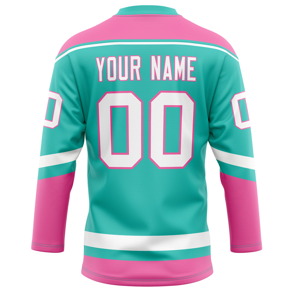 Personalized Aqua & Pink Solid Colour Hockey Jersey