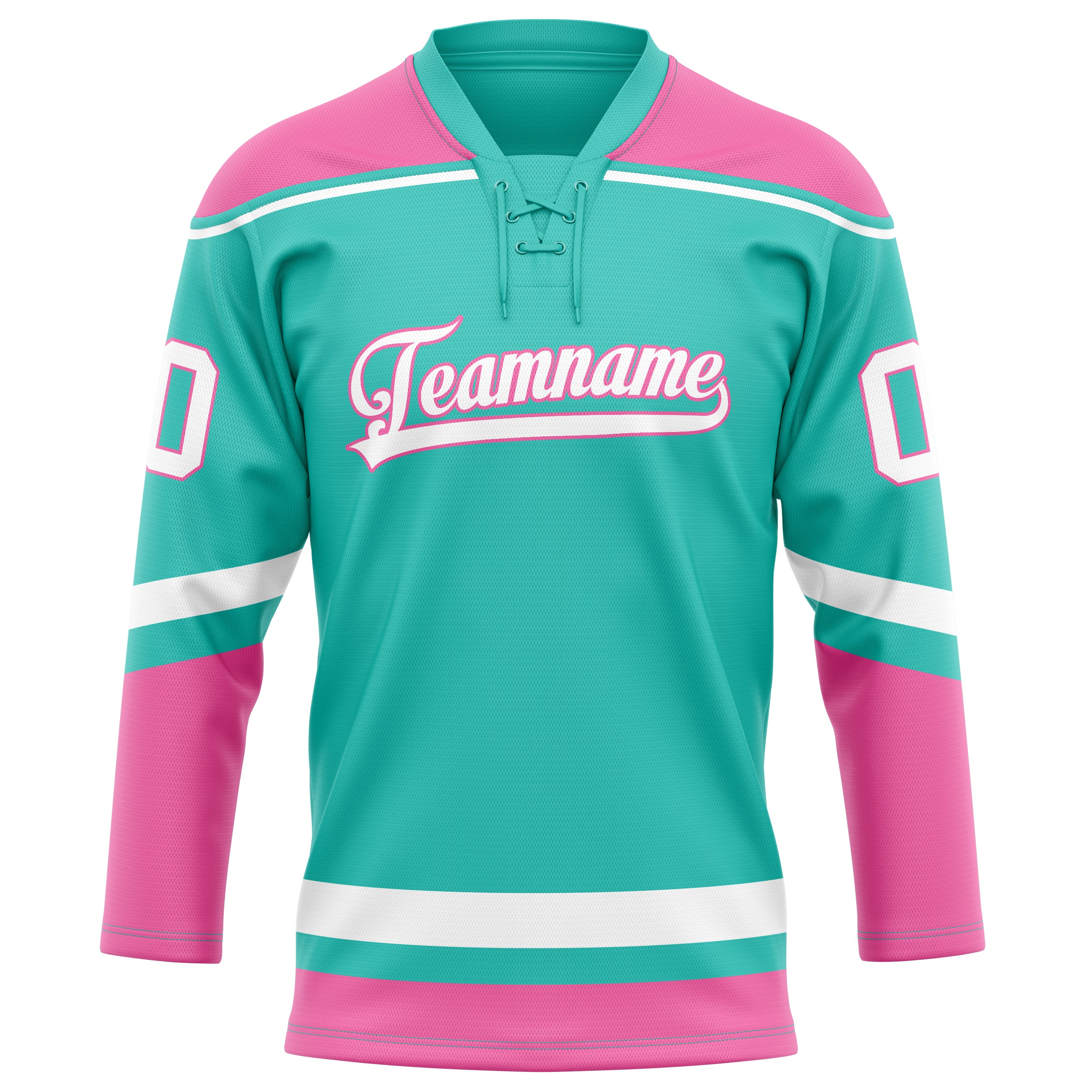 Personalized Aqua & Pink Solid Colour Hockey Jersey