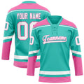 Personalized Aqua & Pink Solid Colour Hockey Jersey