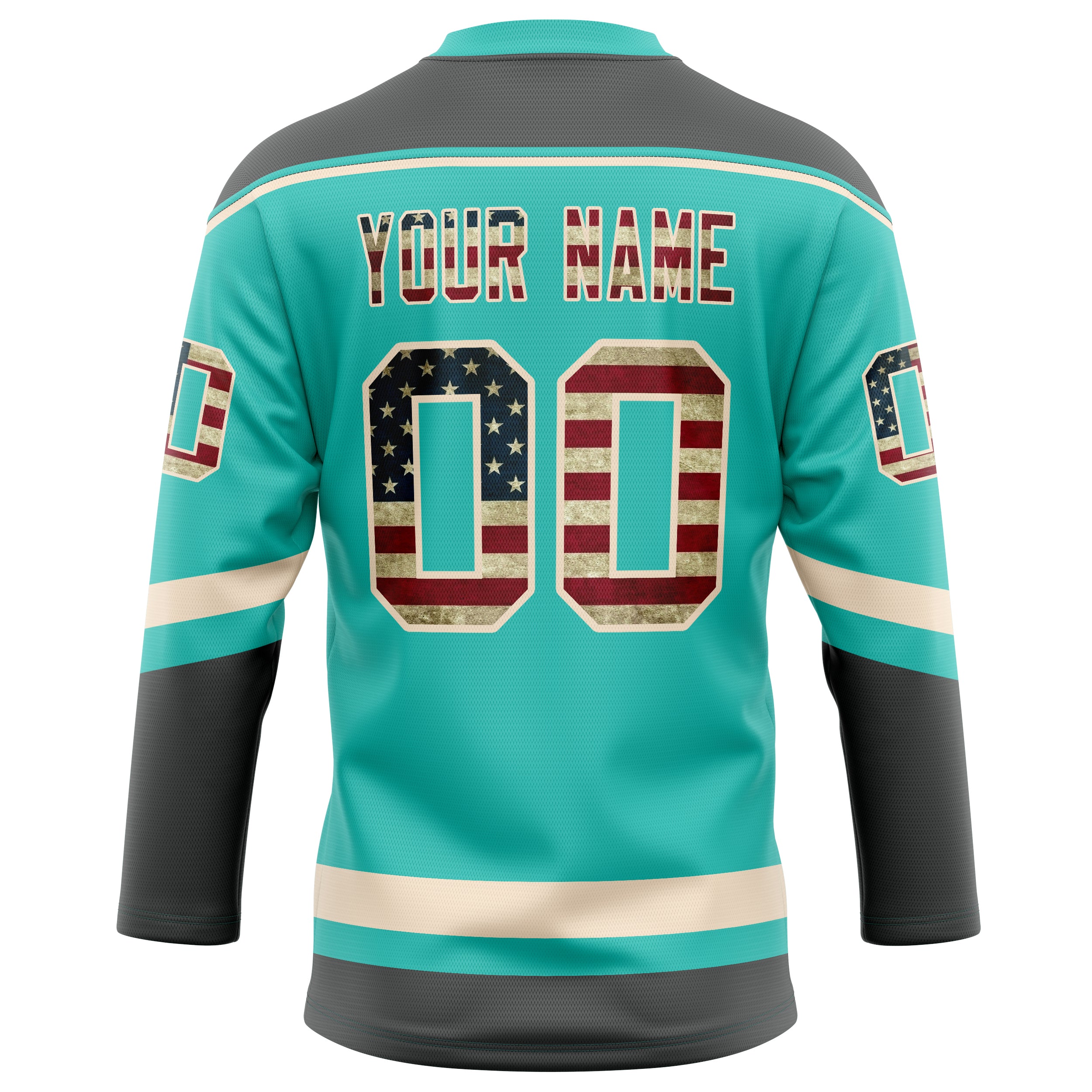 Personalized Aqua & Gray Solid Colour Hockey Jersey