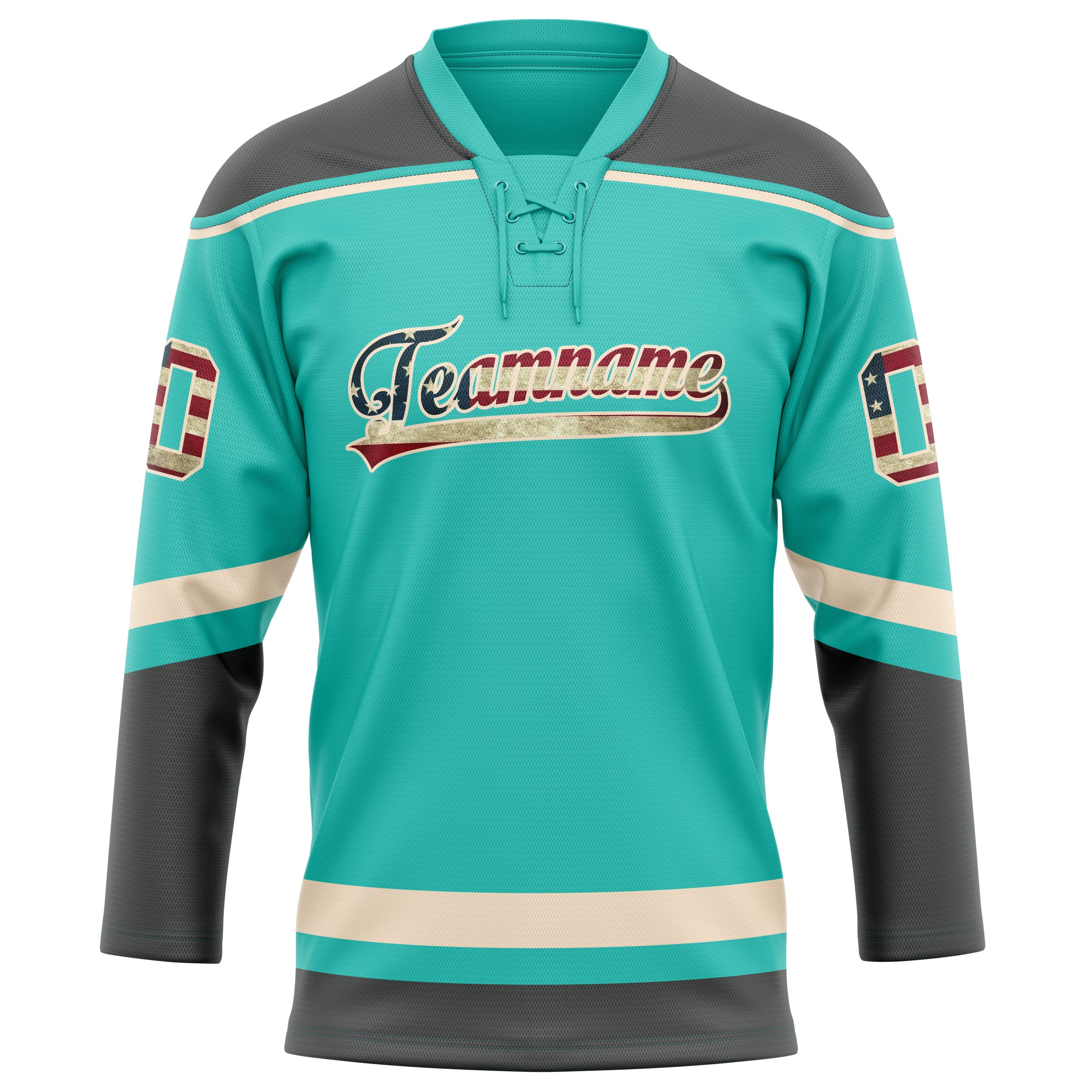 Personalized Aqua & Gray Solid Colour Hockey Jersey