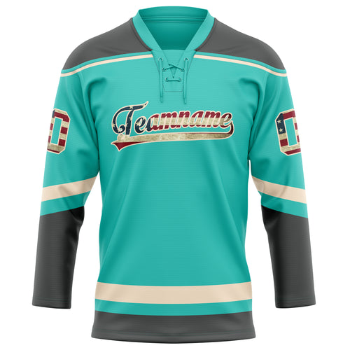 Personalized Aqua & Gray Solid Colour Hockey Jersey