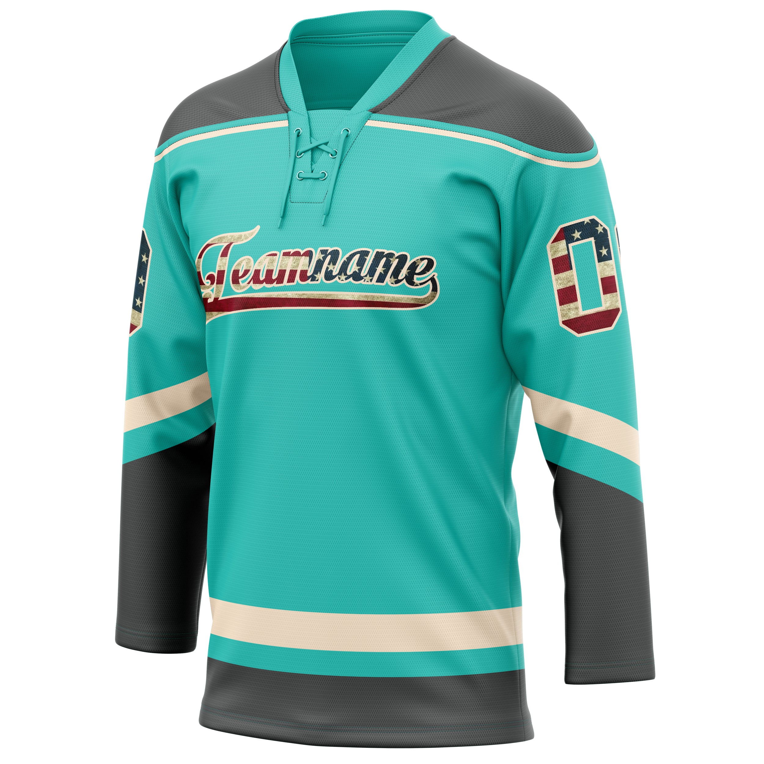 Personalized Aqua & Gray Solid Colour Hockey Jersey