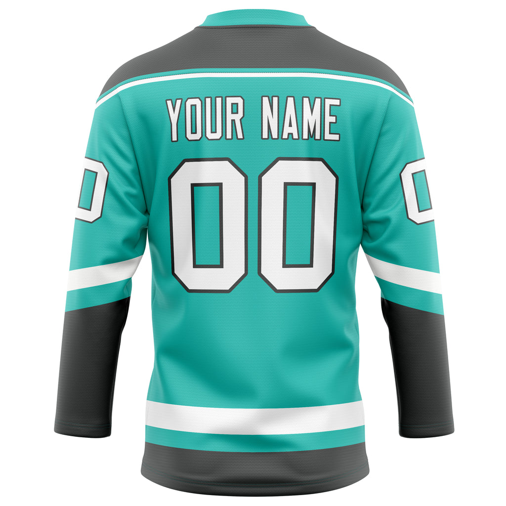 Personalized Aqua & Gray Solid Colour Hockey Jersey