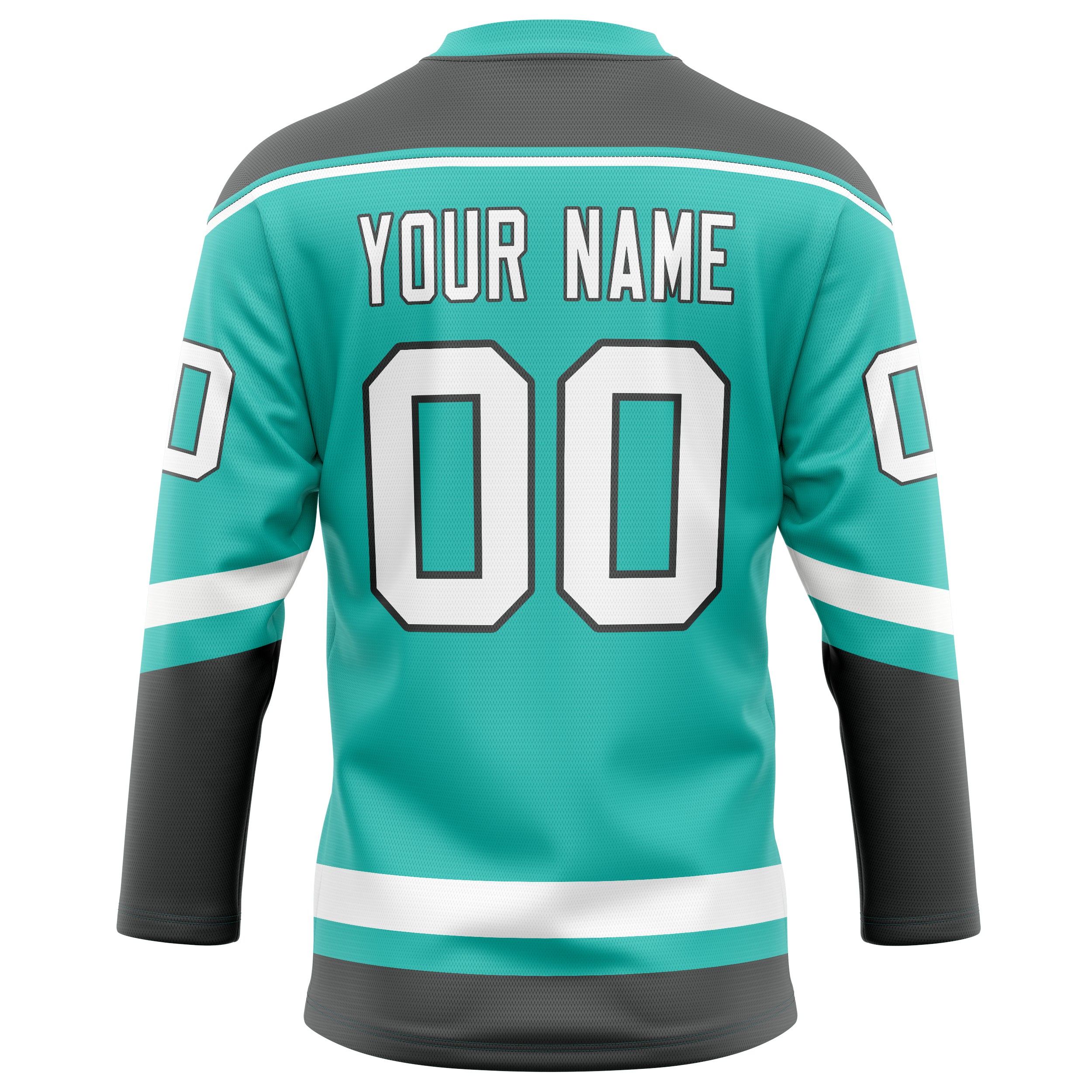 Personalized Aqua & Gray Solid Colour Hockey Jersey