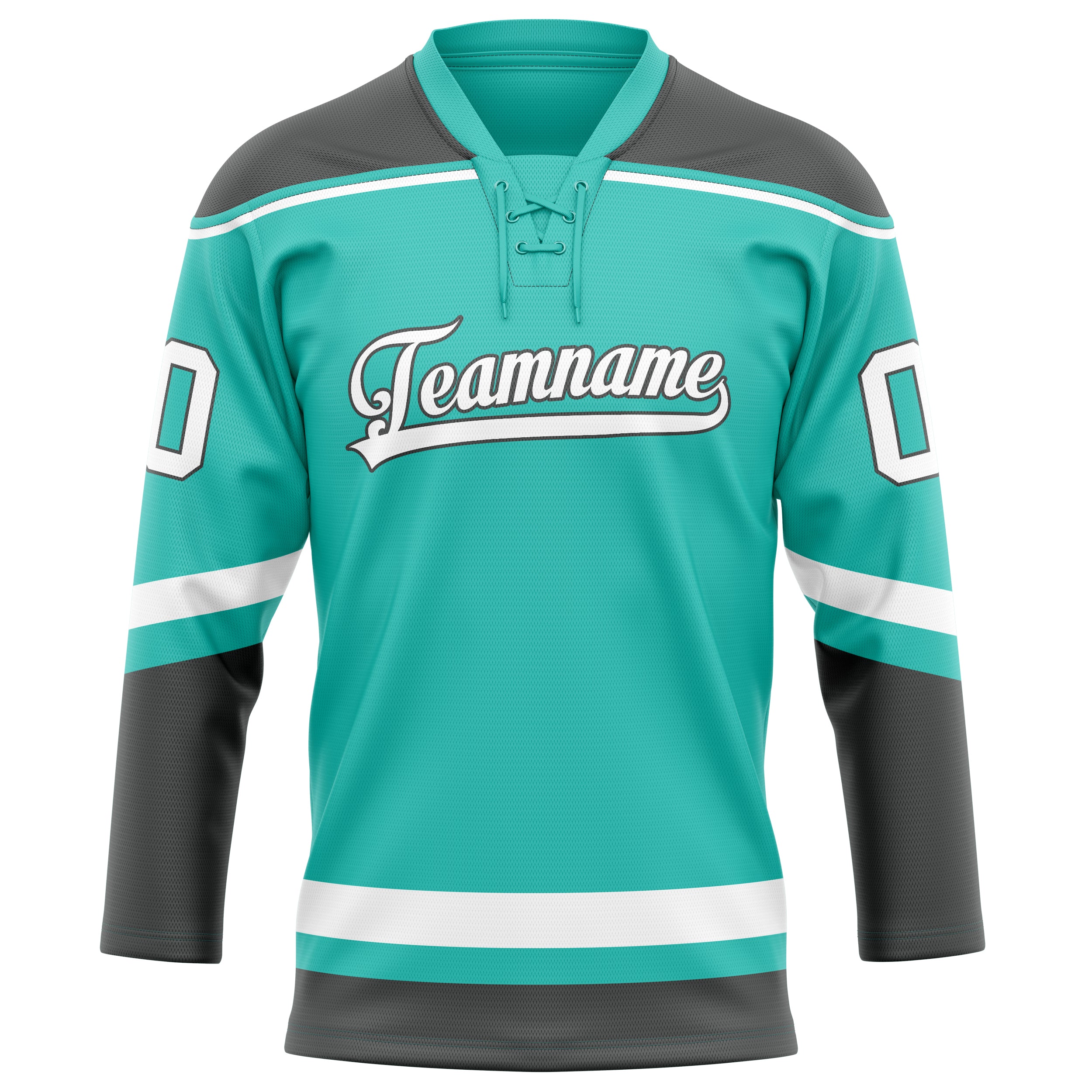 Personalized Aqua & Gray Solid Colour Hockey Jersey