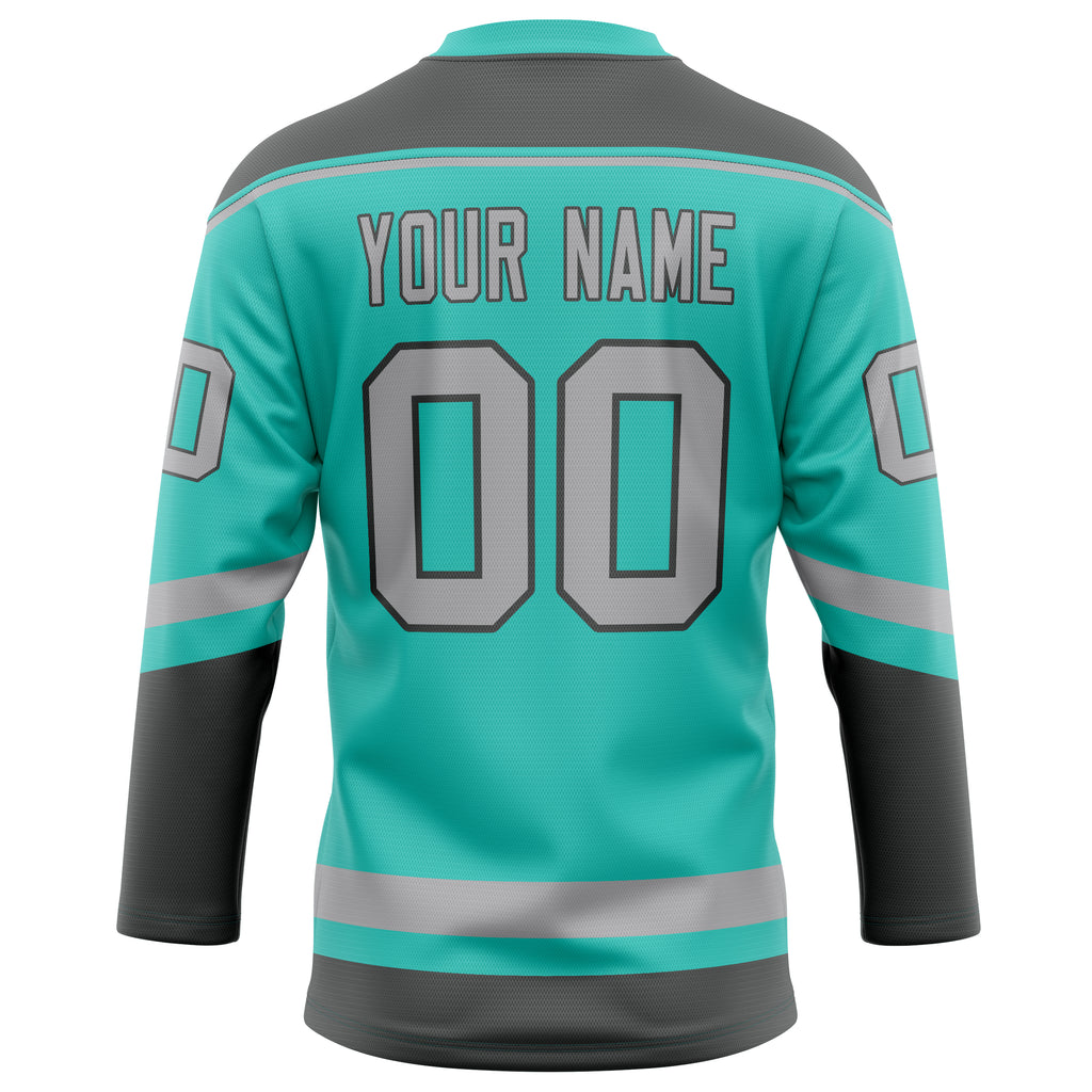 Personalized Aqua & Gray Solid Colour Hockey Jersey
