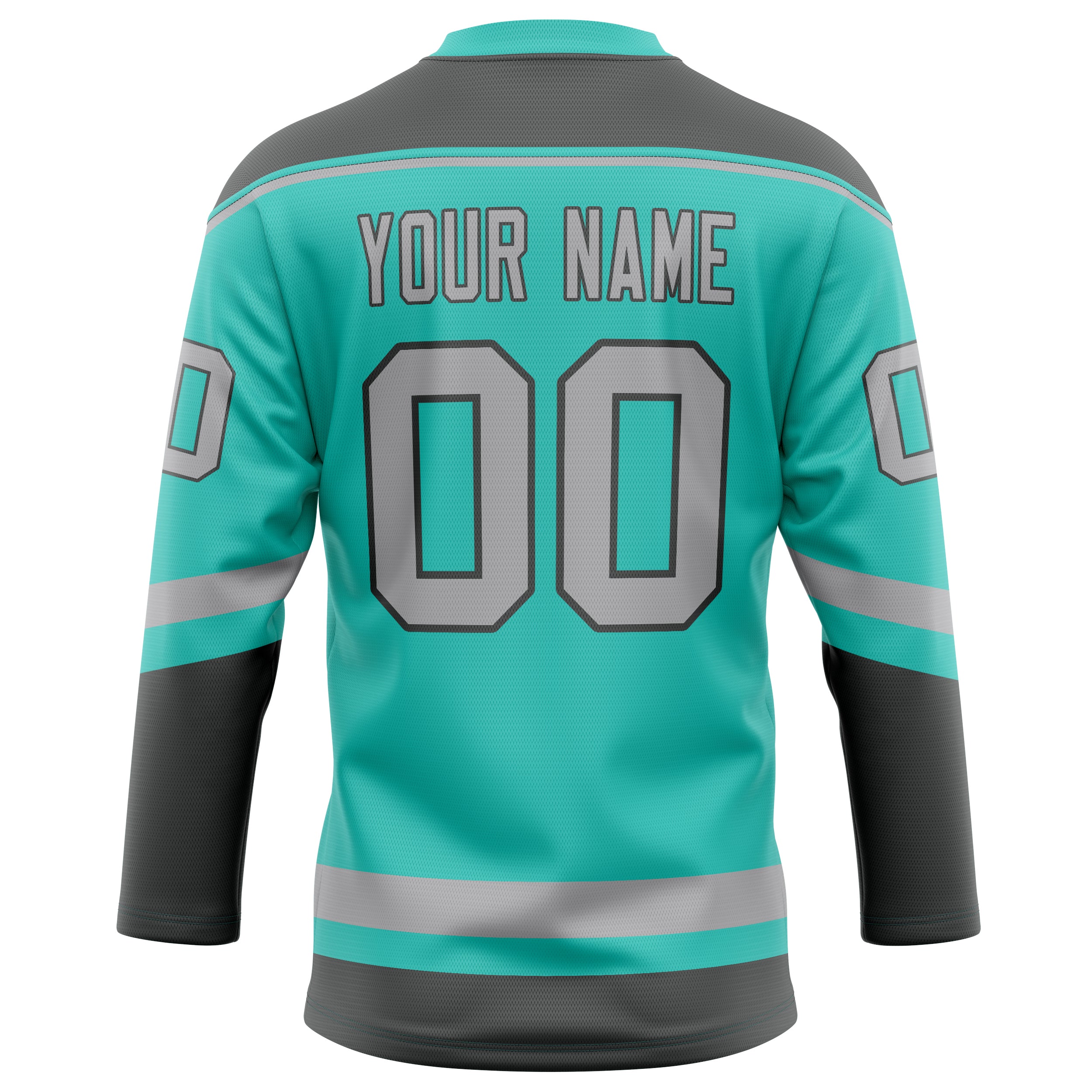 Personalized Aqua & Gray Solid Colour Hockey Jersey
