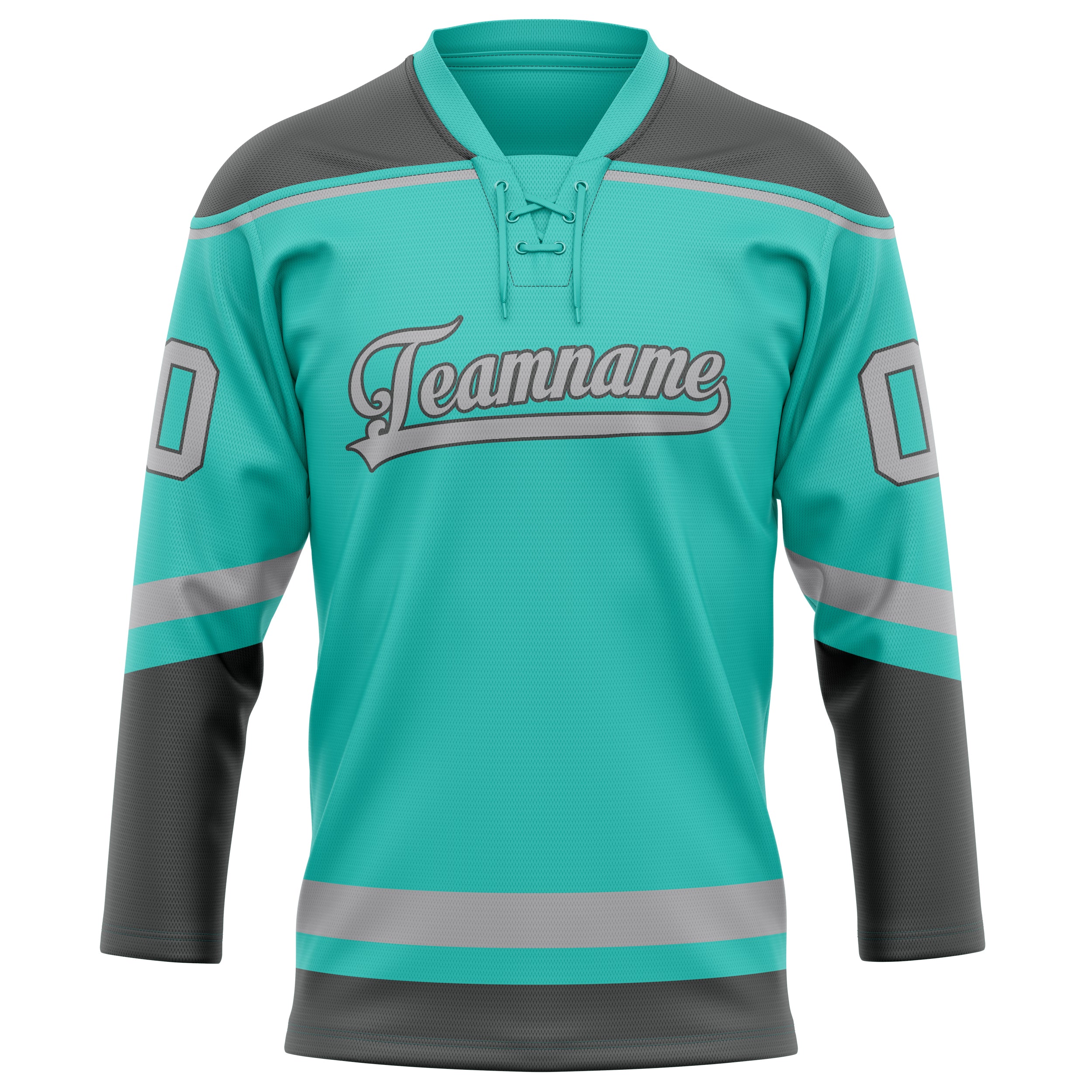 Personalized Aqua & Gray Solid Colour Hockey Jersey