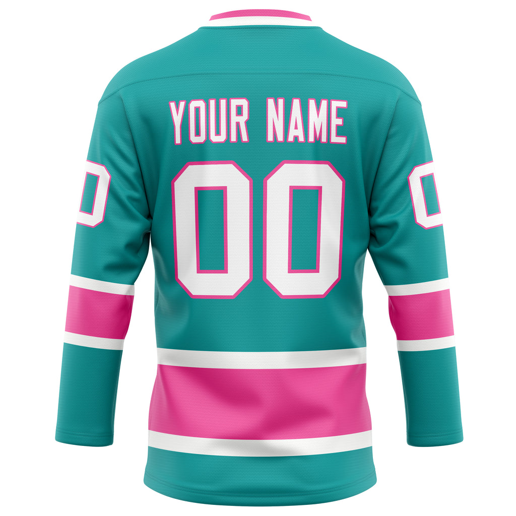 Personalized Aqua & Pink Solid Colour Hockey Jersey