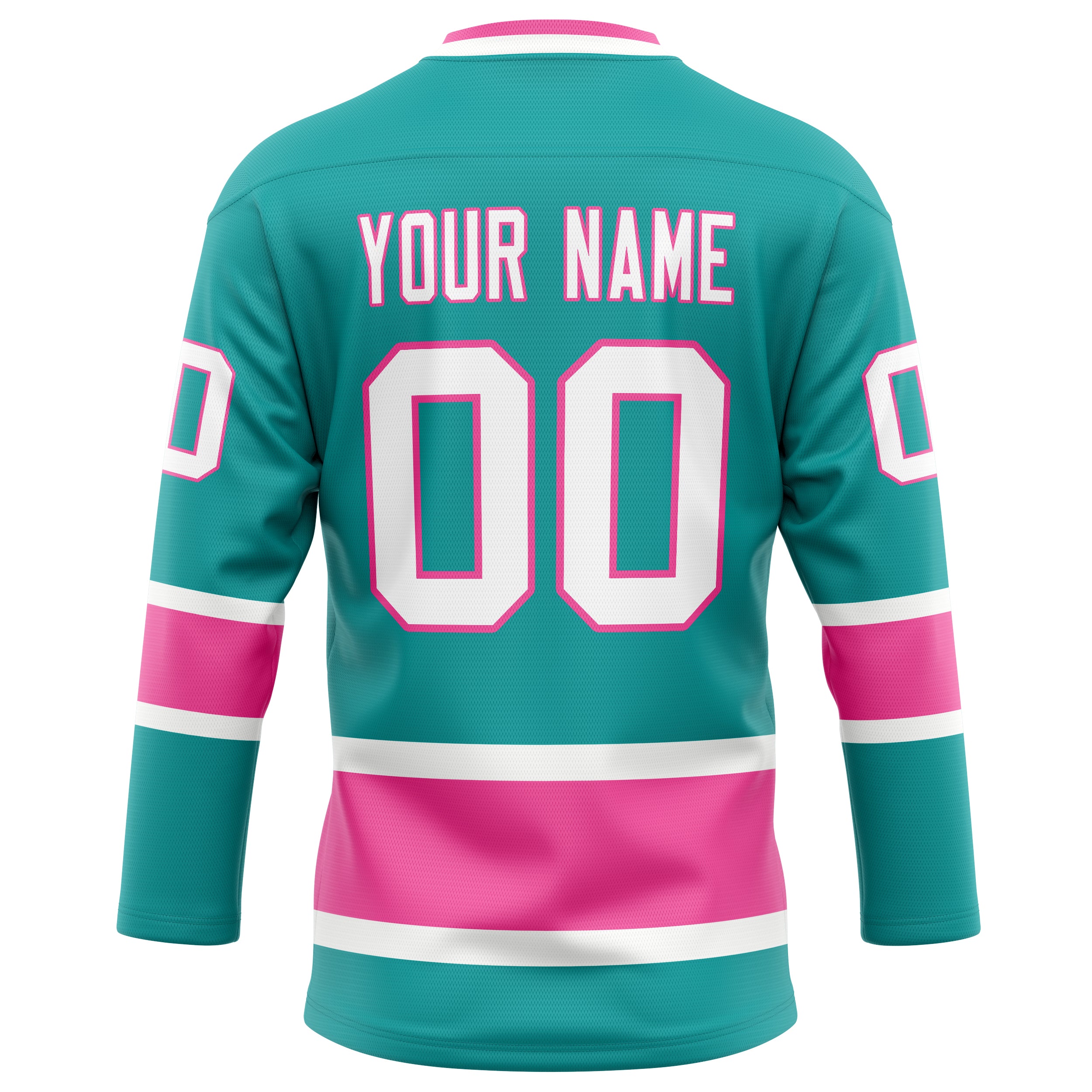 Personalized Aqua & Pink Solid Colour Hockey Jersey