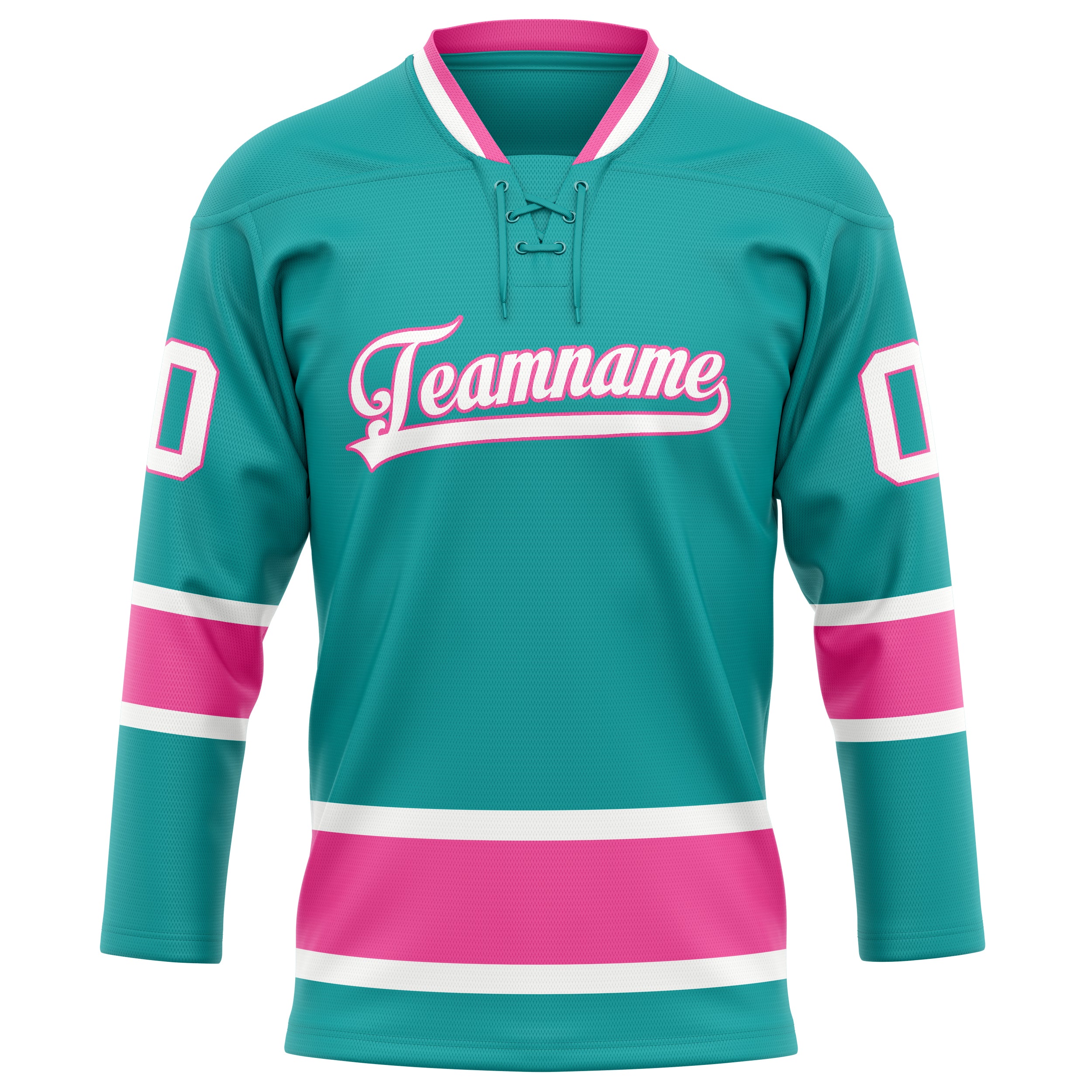 Personalized Aqua & Pink Solid Colour Hockey Jersey