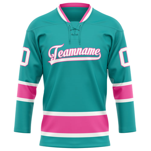 Personalized Aqua & Pink Solid Colour Hockey Jersey
