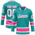 Personalized Aqua & Pink Solid Colour Hockey Jersey