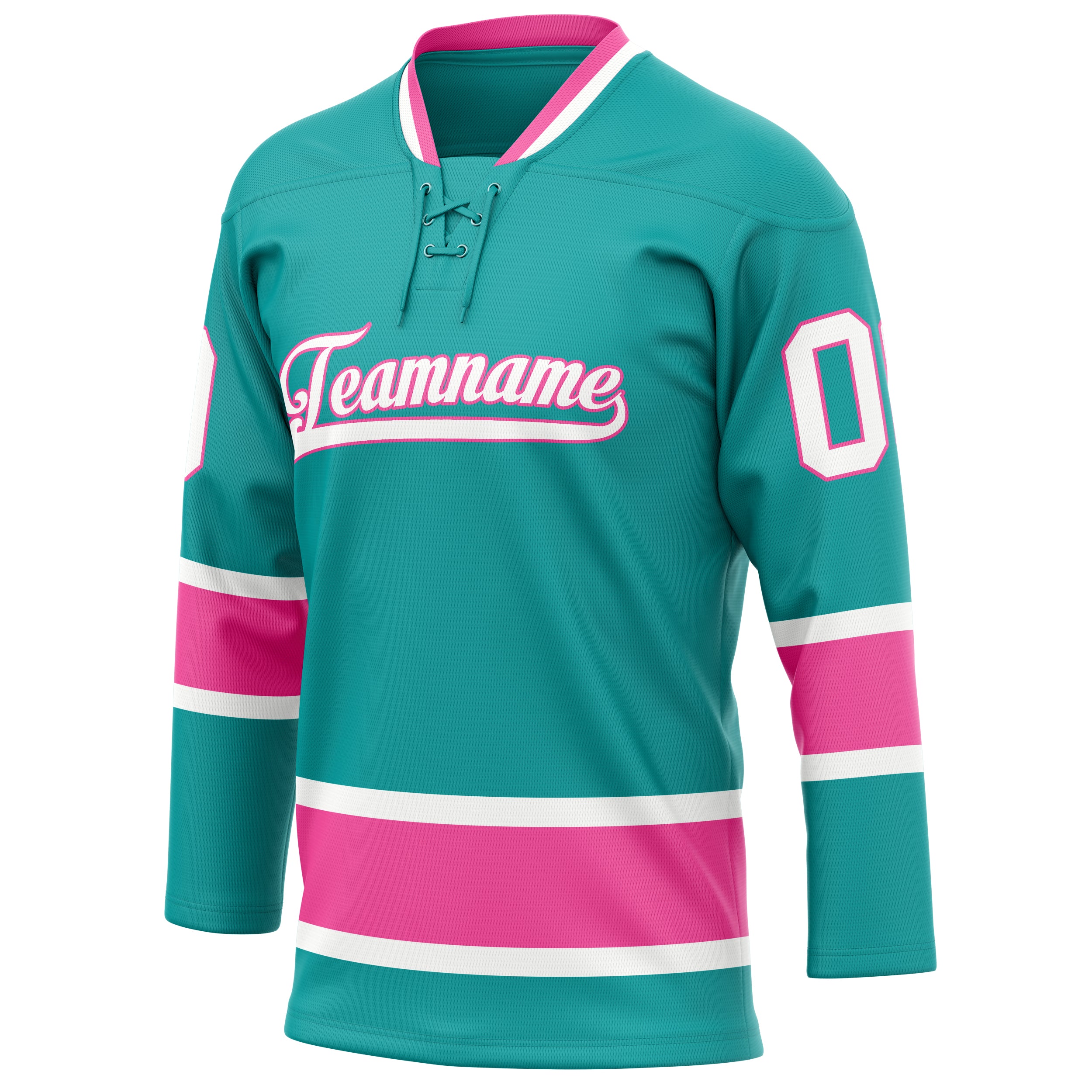 Personalized Aqua & Pink Solid Colour Hockey Jersey