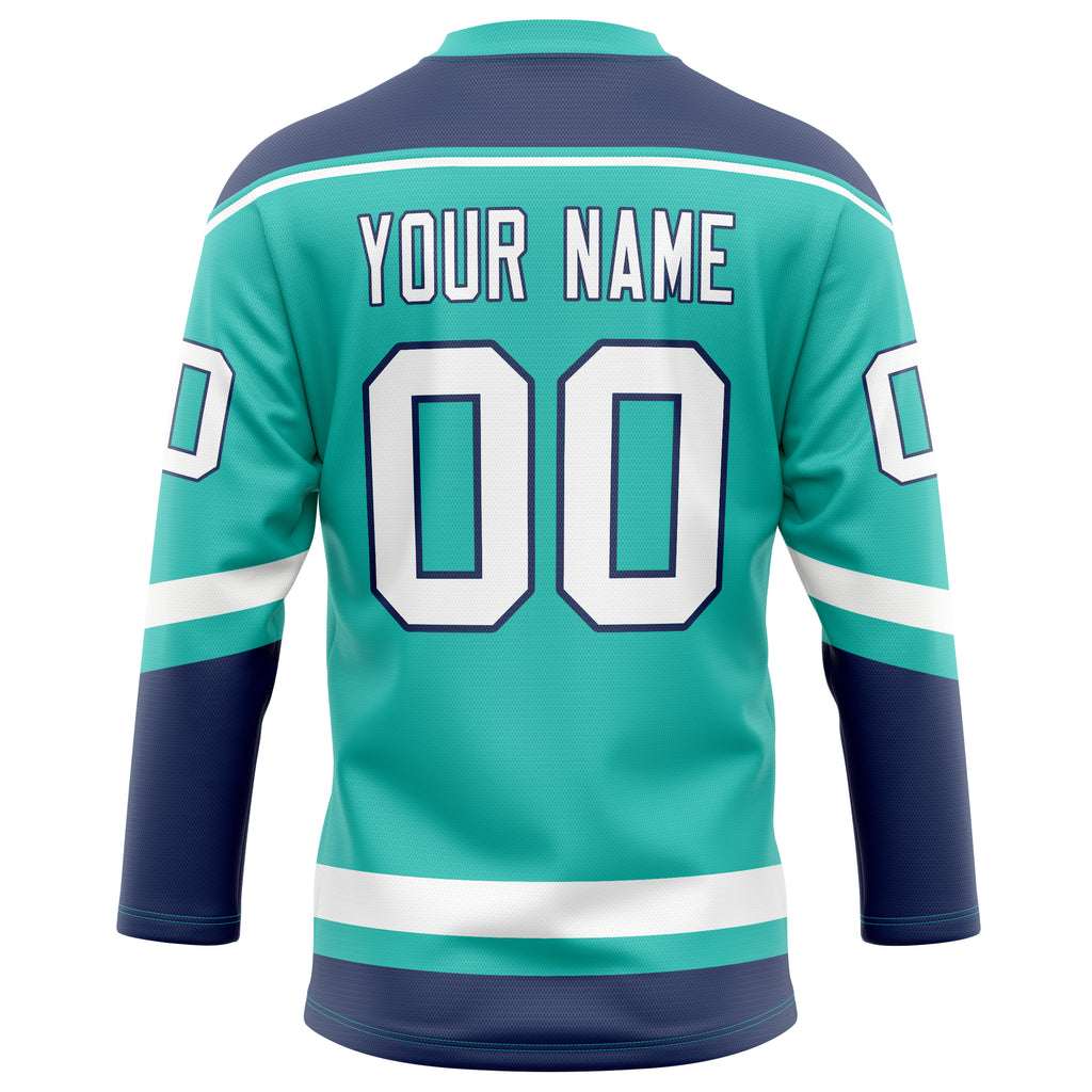 Personalized Aqua & Navy Solid Colour Hockey Jersey
