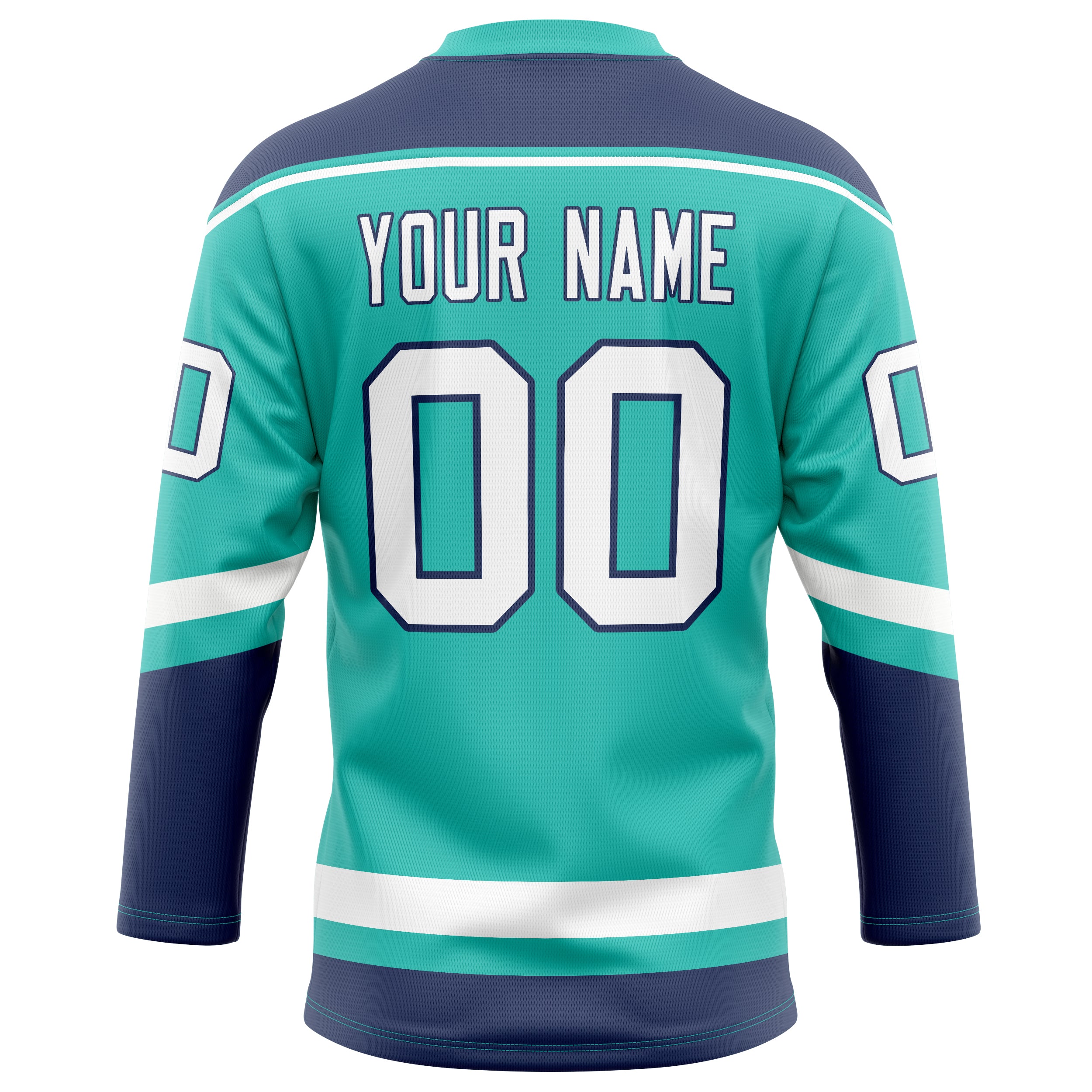 Personalized Aqua & Navy Solid Colour Hockey Jersey