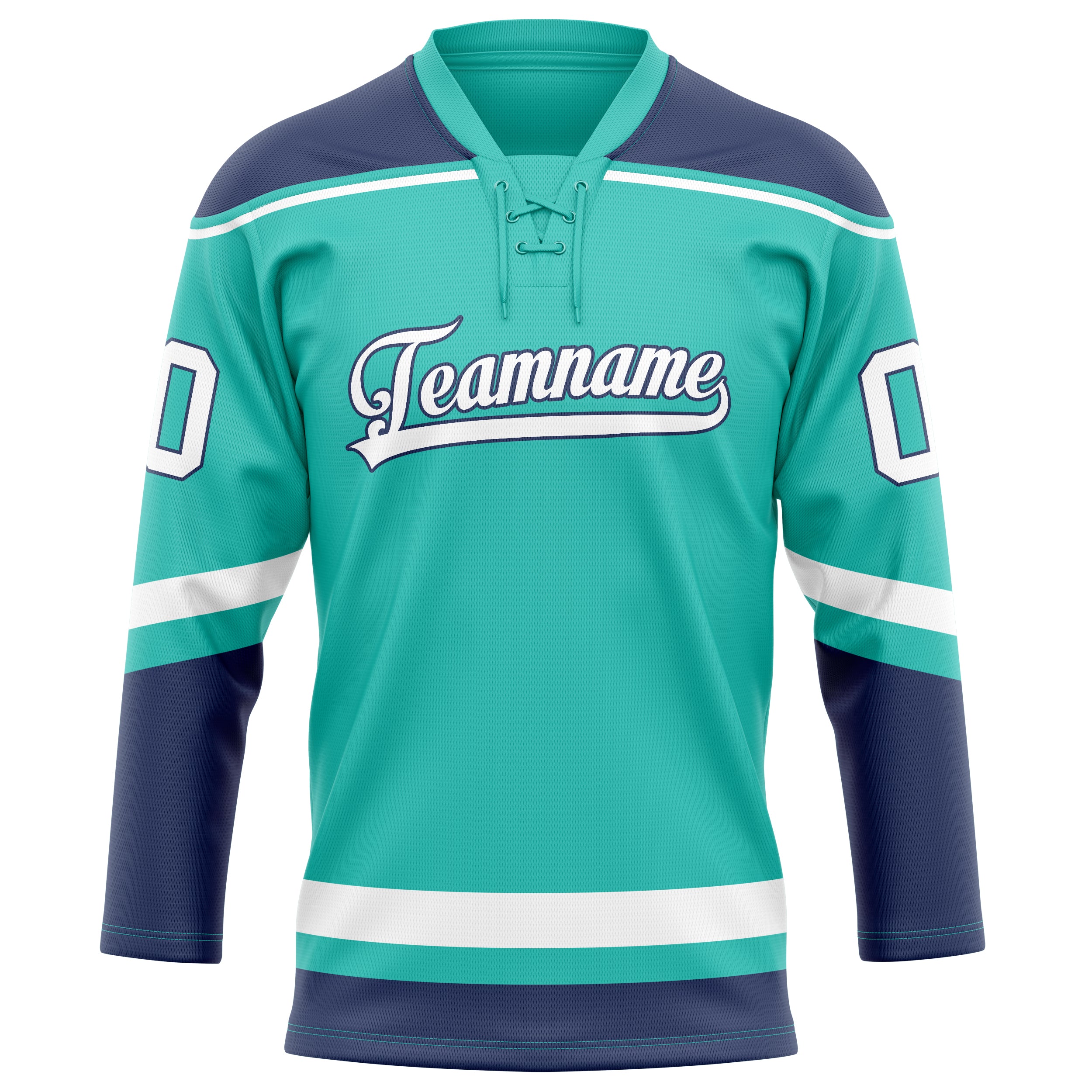 Personalized Aqua & Navy Solid Colour Hockey Jersey