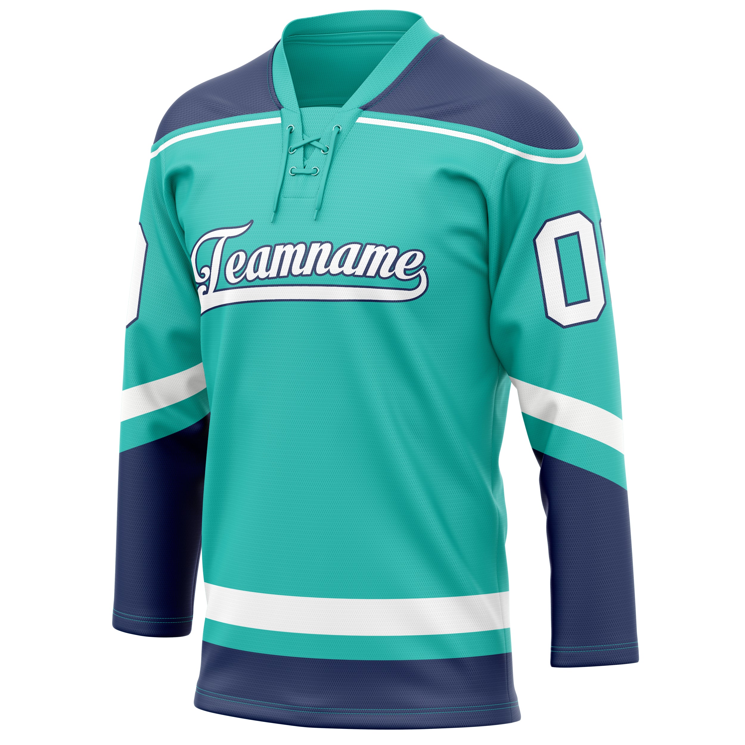 Personalized Aqua & Navy Solid Colour Hockey Jersey