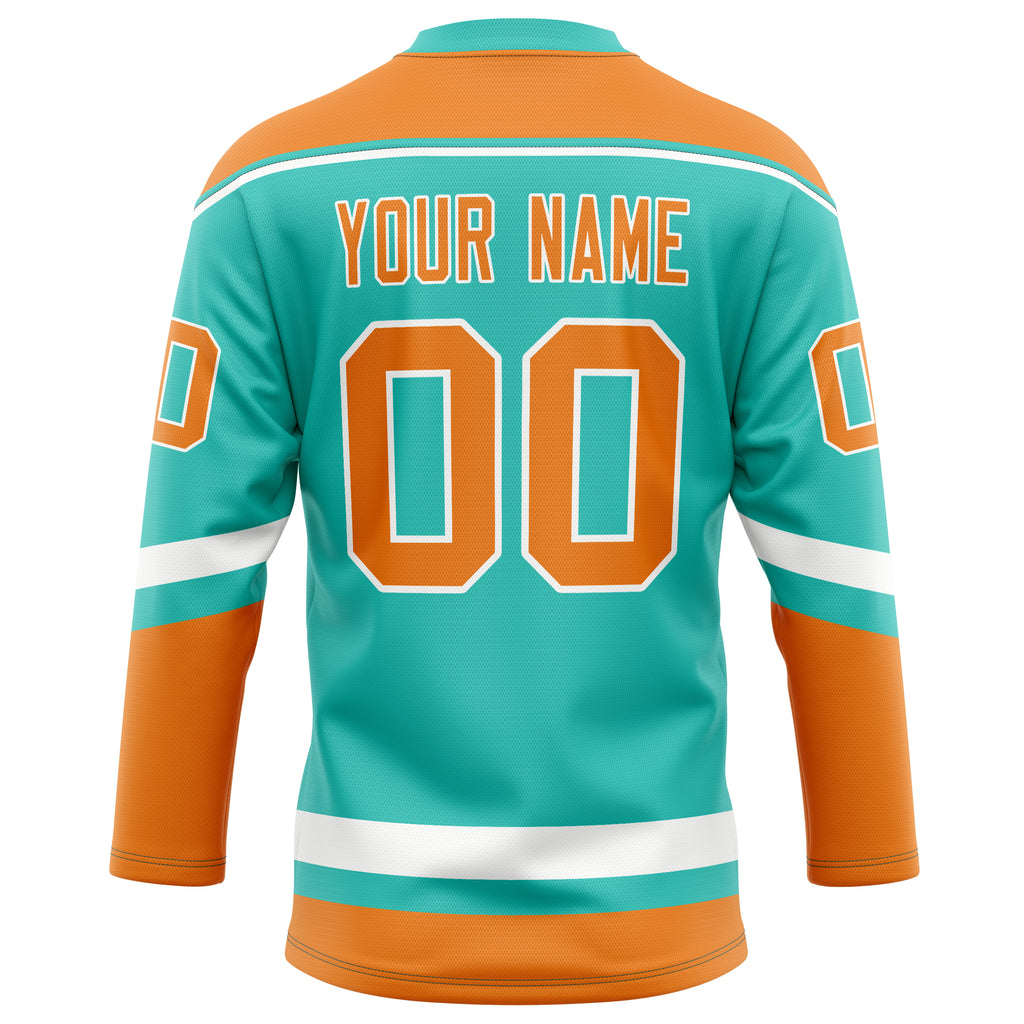 Personalized Aqua & Orange Solid Colour Hockey Jersey