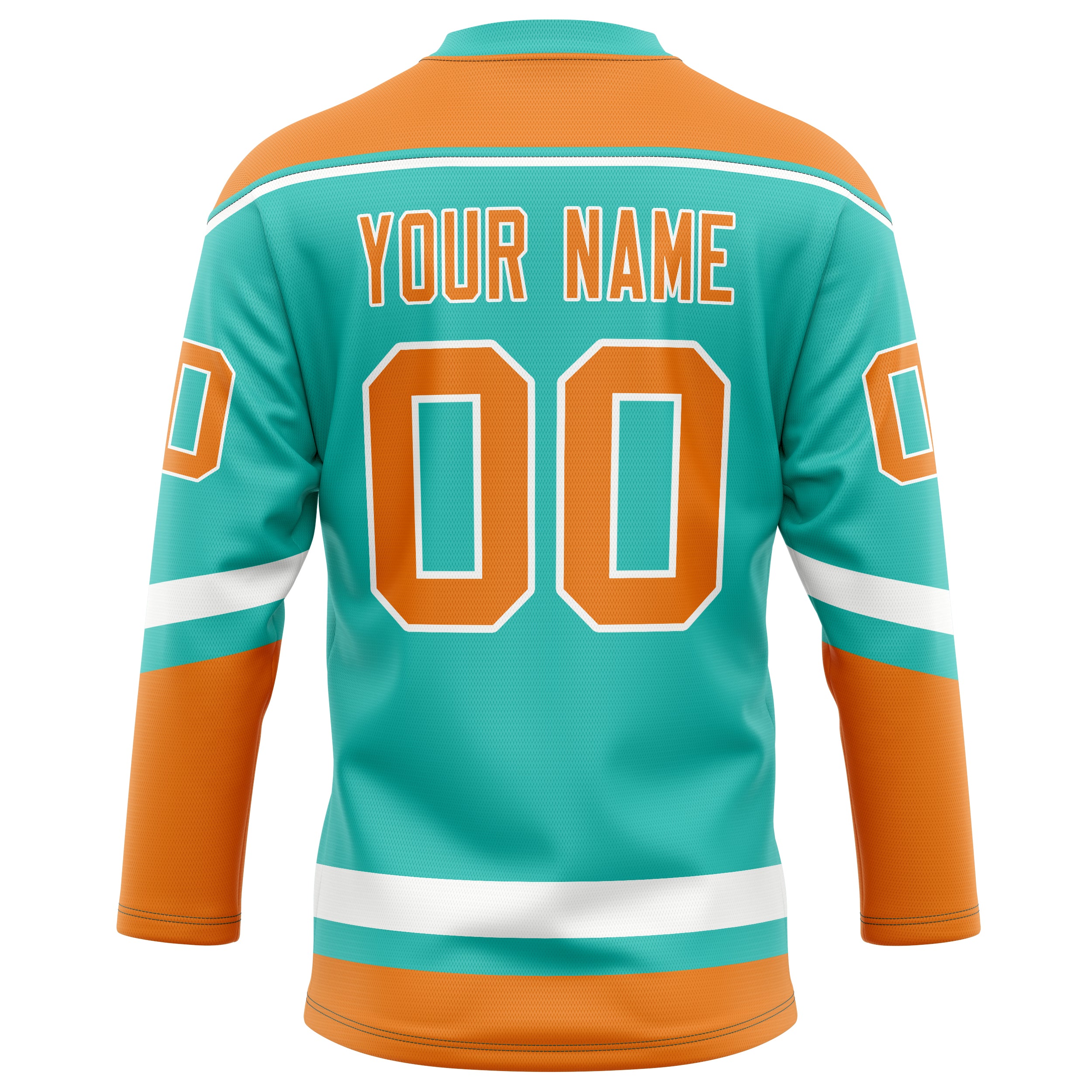 Personalized Aqua & Orange Solid Colour Hockey Jersey