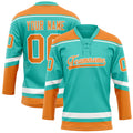 Personalized Aqua & Orange Solid Colour Hockey Jersey