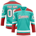 Personalized Aqua & Red Solid Colour Hockey Jersey