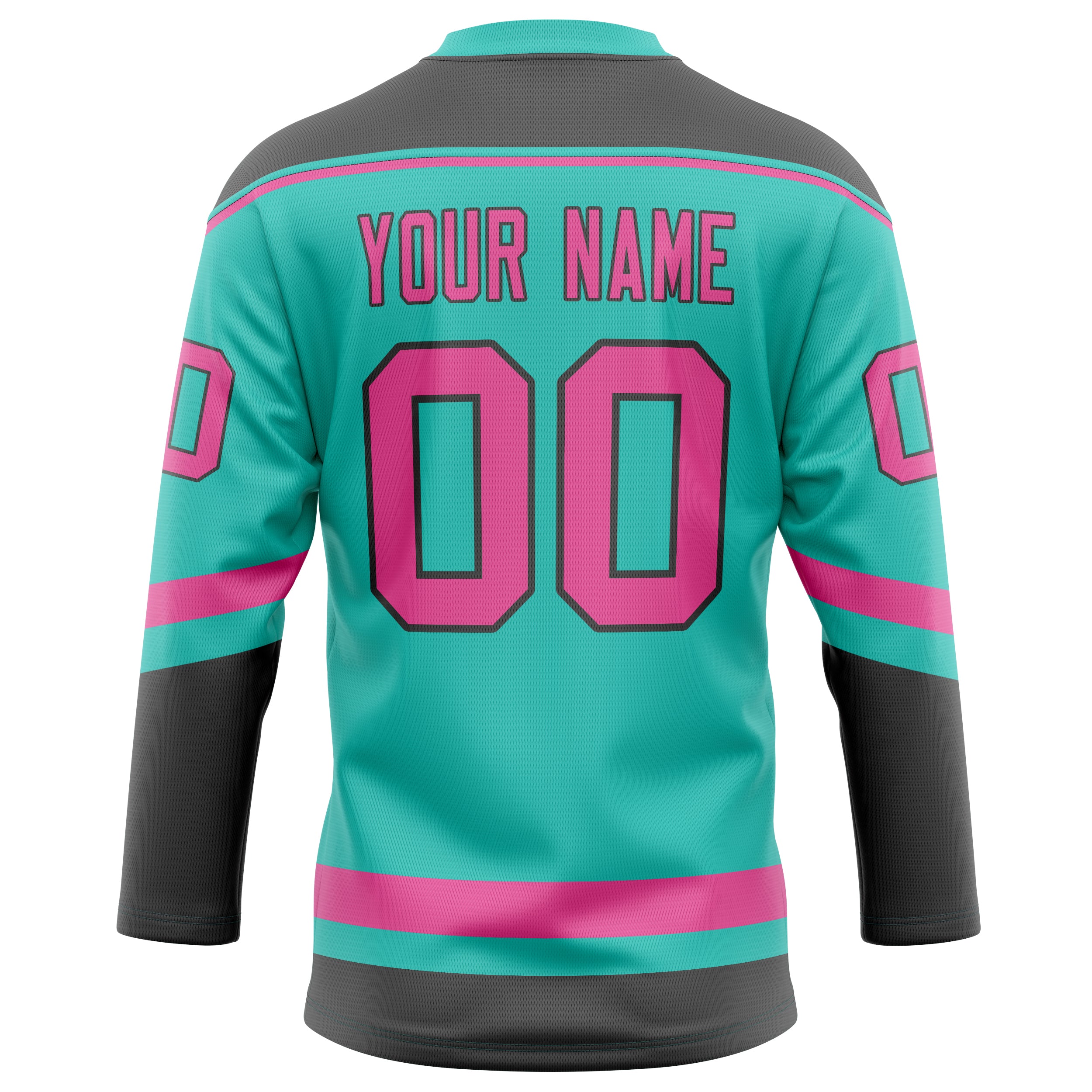 Personalized Aqua & Pink Solid Colour Hockey Jersey