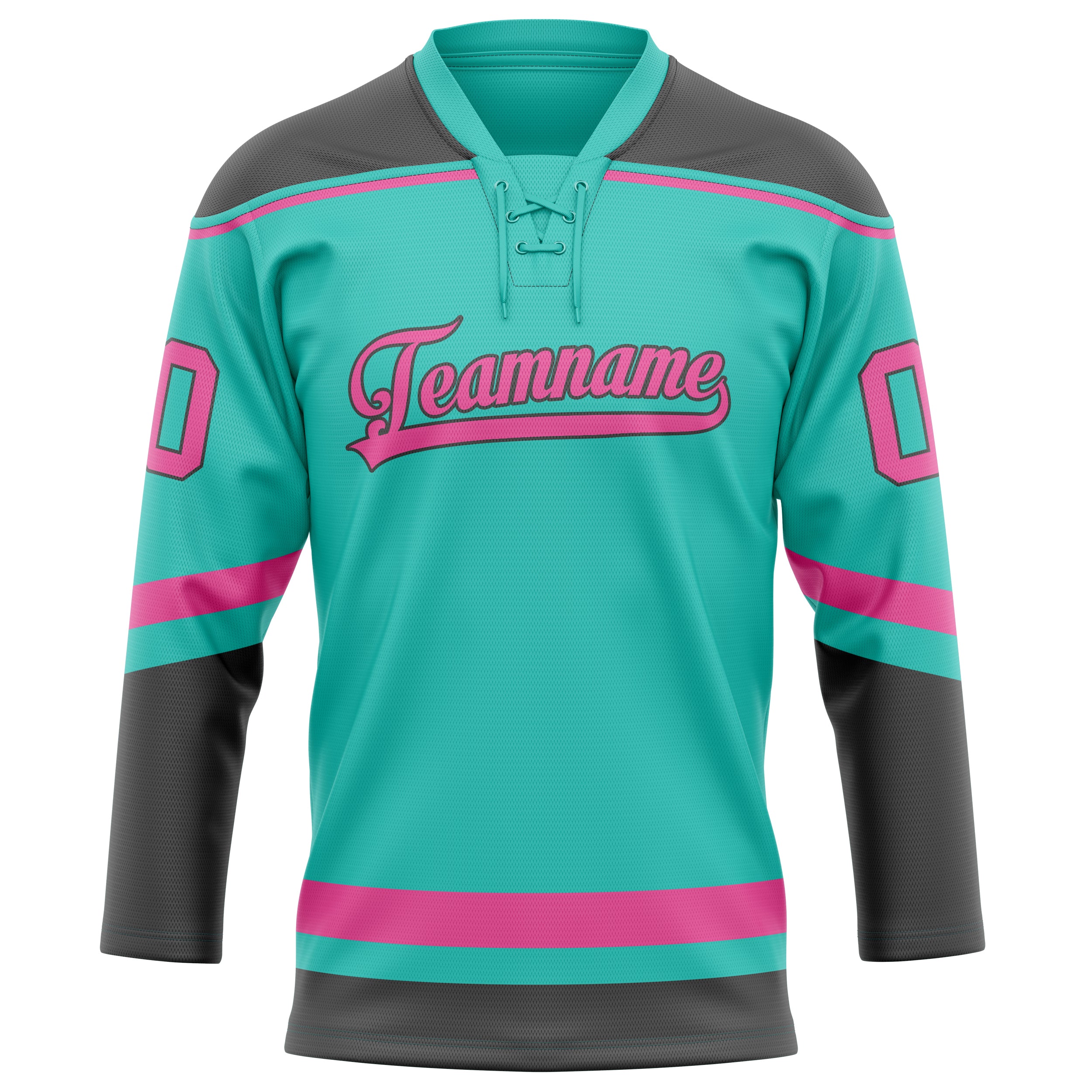 Personalized Aqua & Pink Solid Colour Hockey Jersey