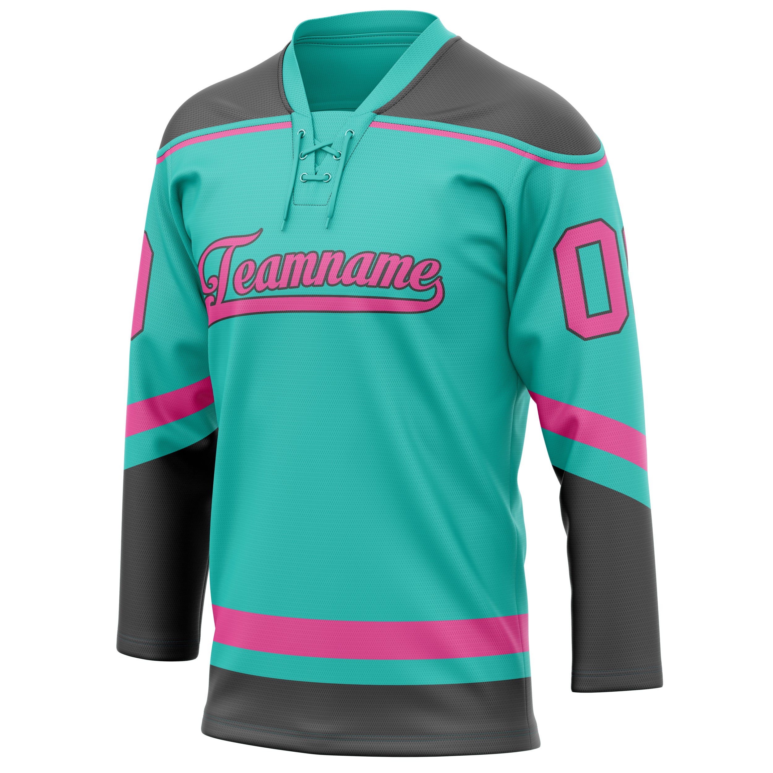 Personalized Aqua & Pink Solid Colour Hockey Jersey