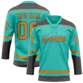 Personalized Aqua & Old Gold Solid Colour Hockey Jersey