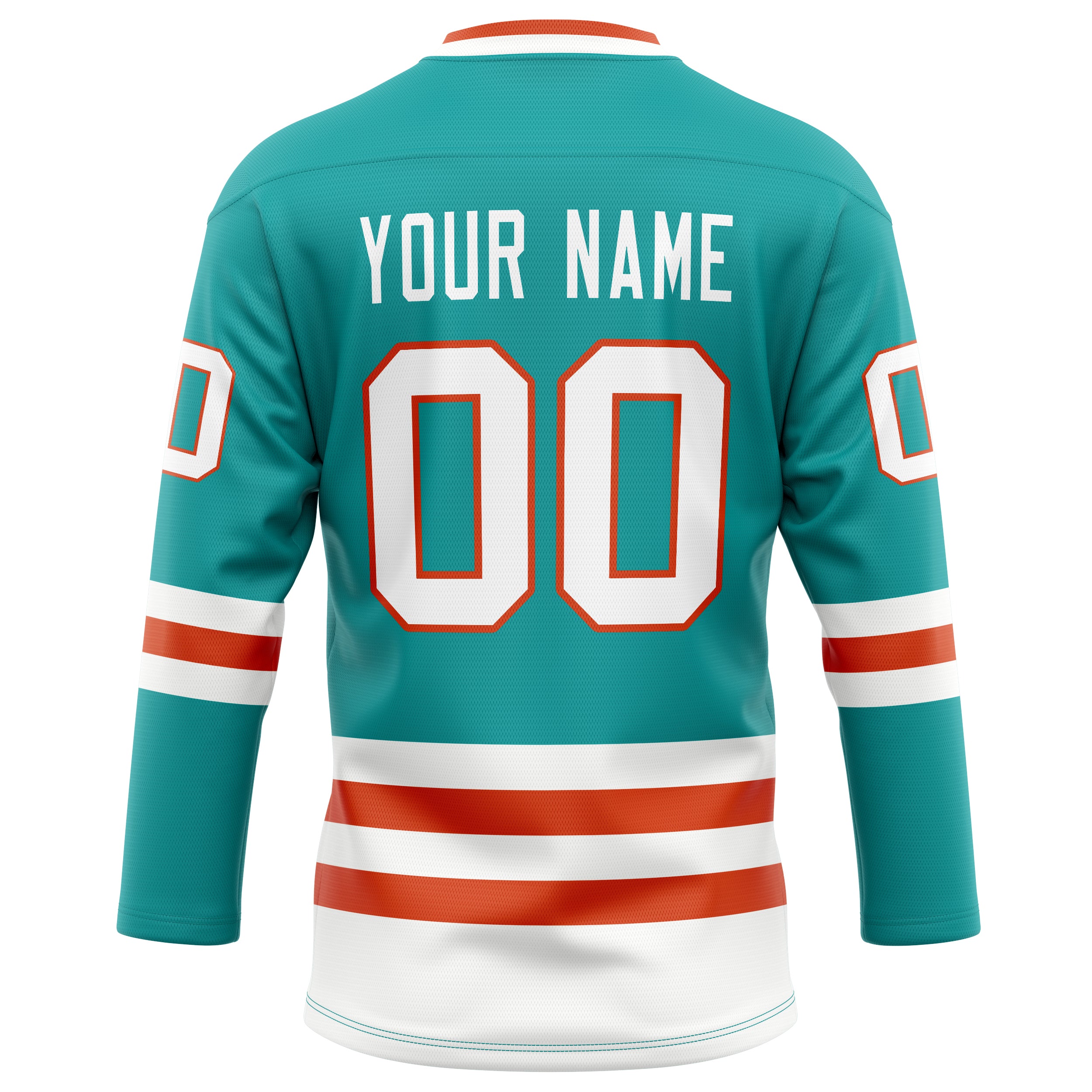 Personalized Aqua & White Solid Colour Hockey Jersey