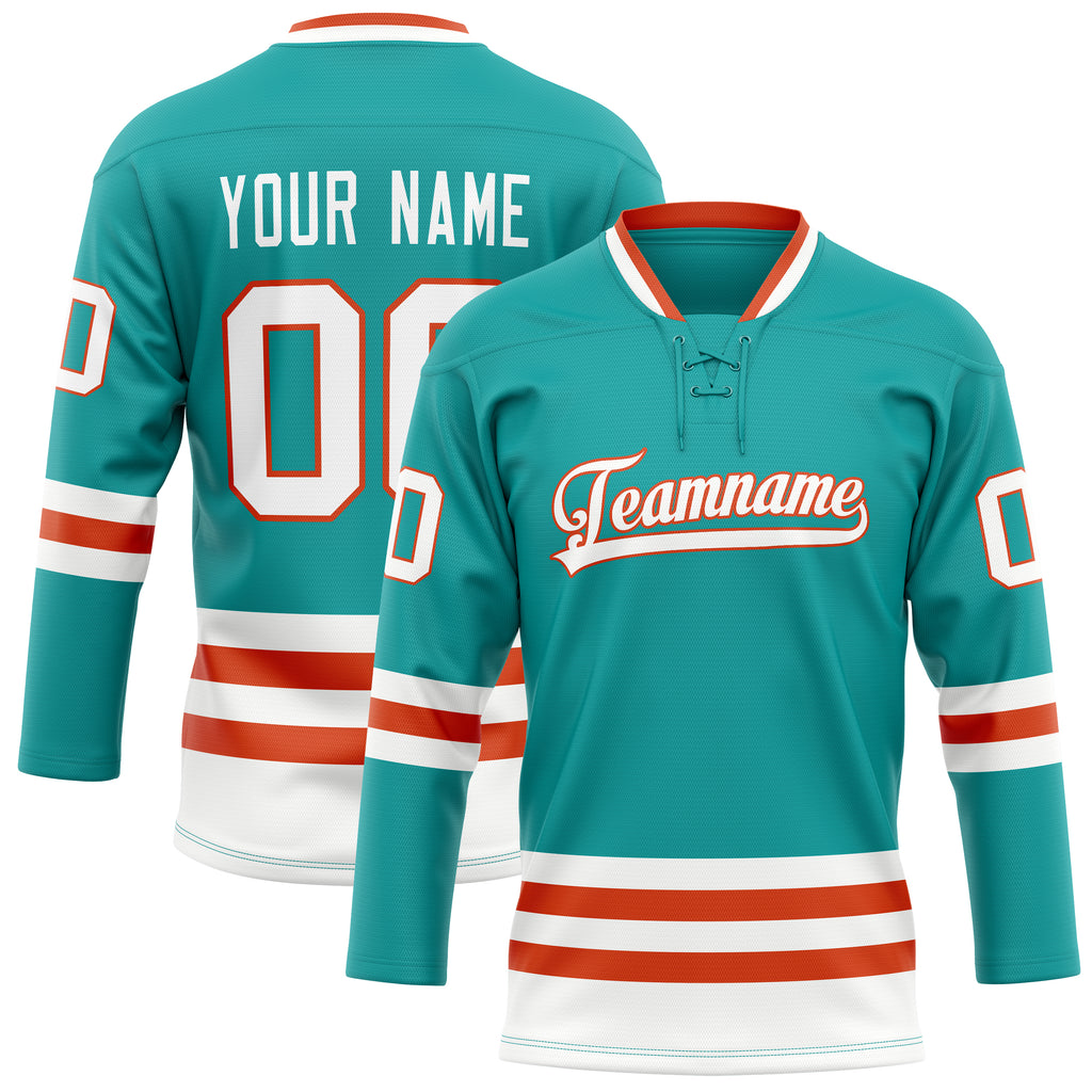 Personalized Aqua & White Solid Colour Hockey Jersey