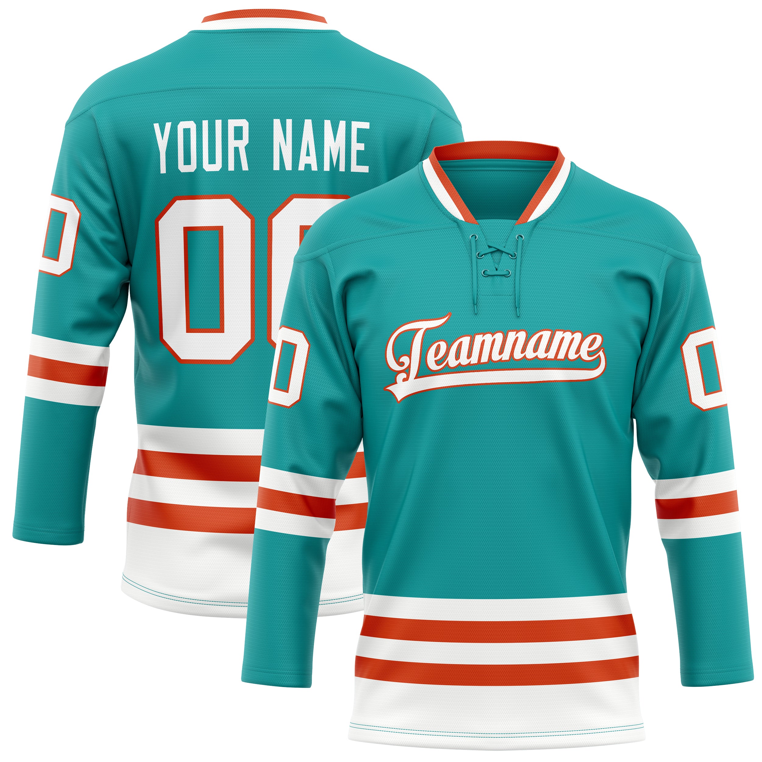 Personalized Aqua & White Solid Colour Hockey Jersey