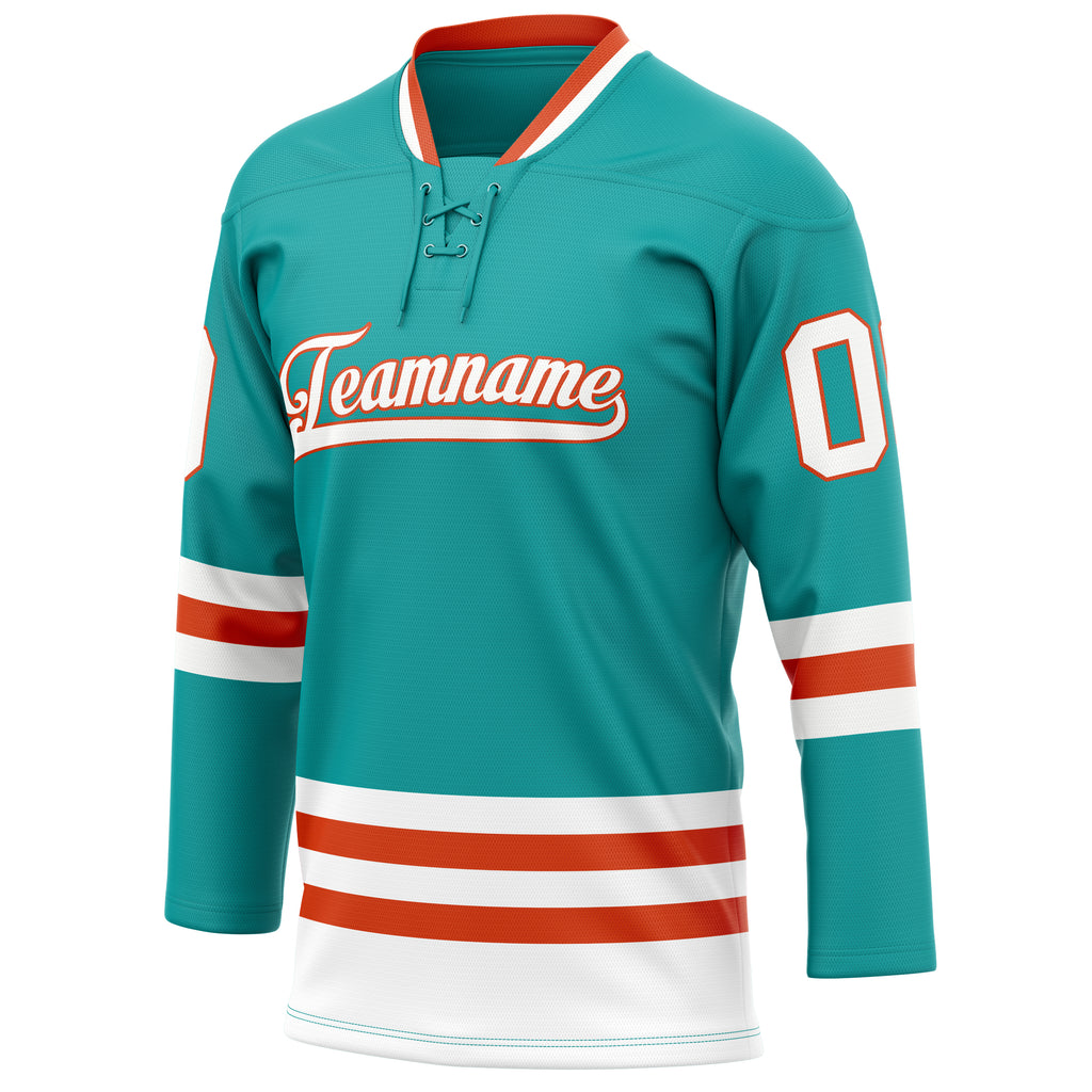 Personalized Aqua & White Solid Colour Hockey Jersey