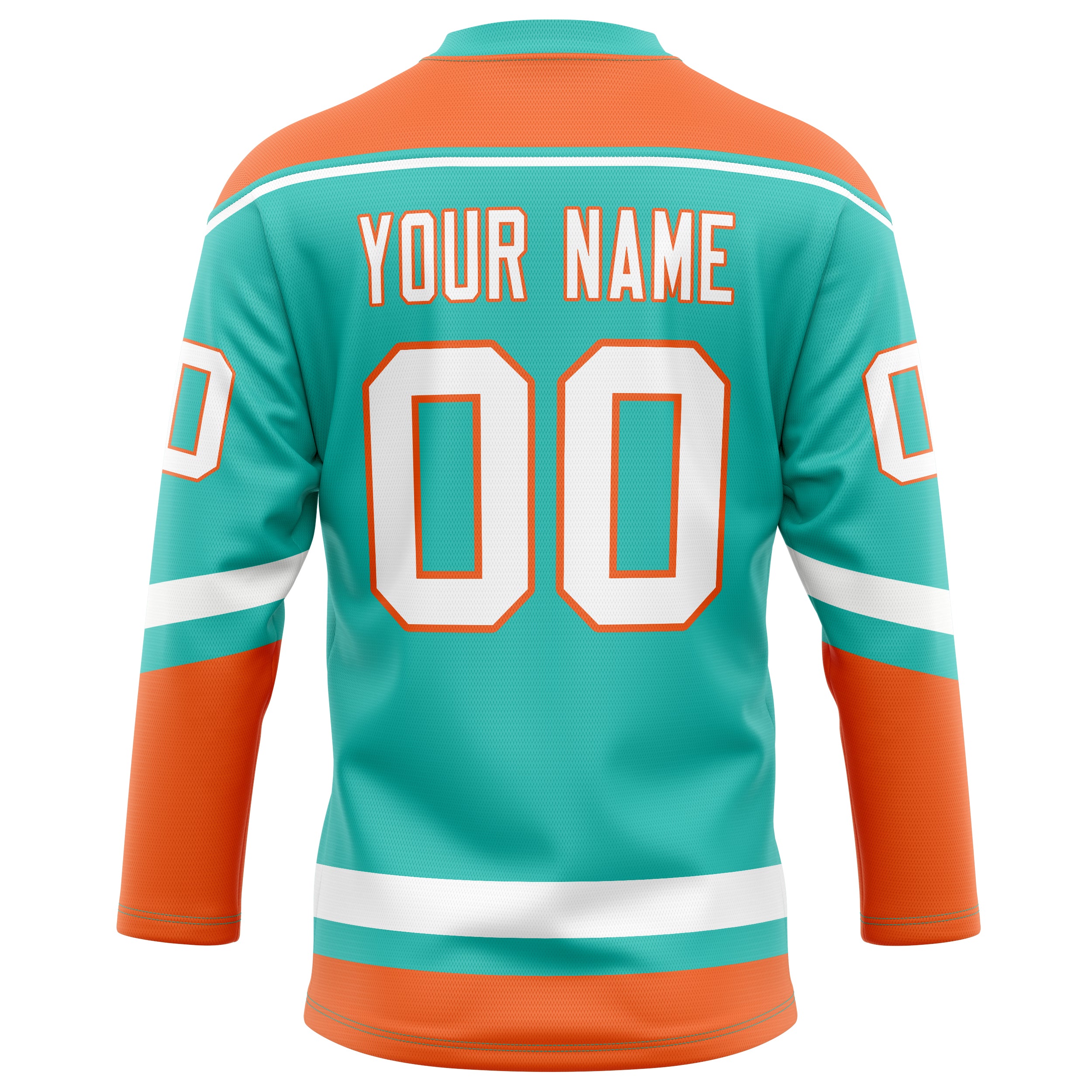 Personalized Aqua & Orange Solid Colour Hockey Jersey