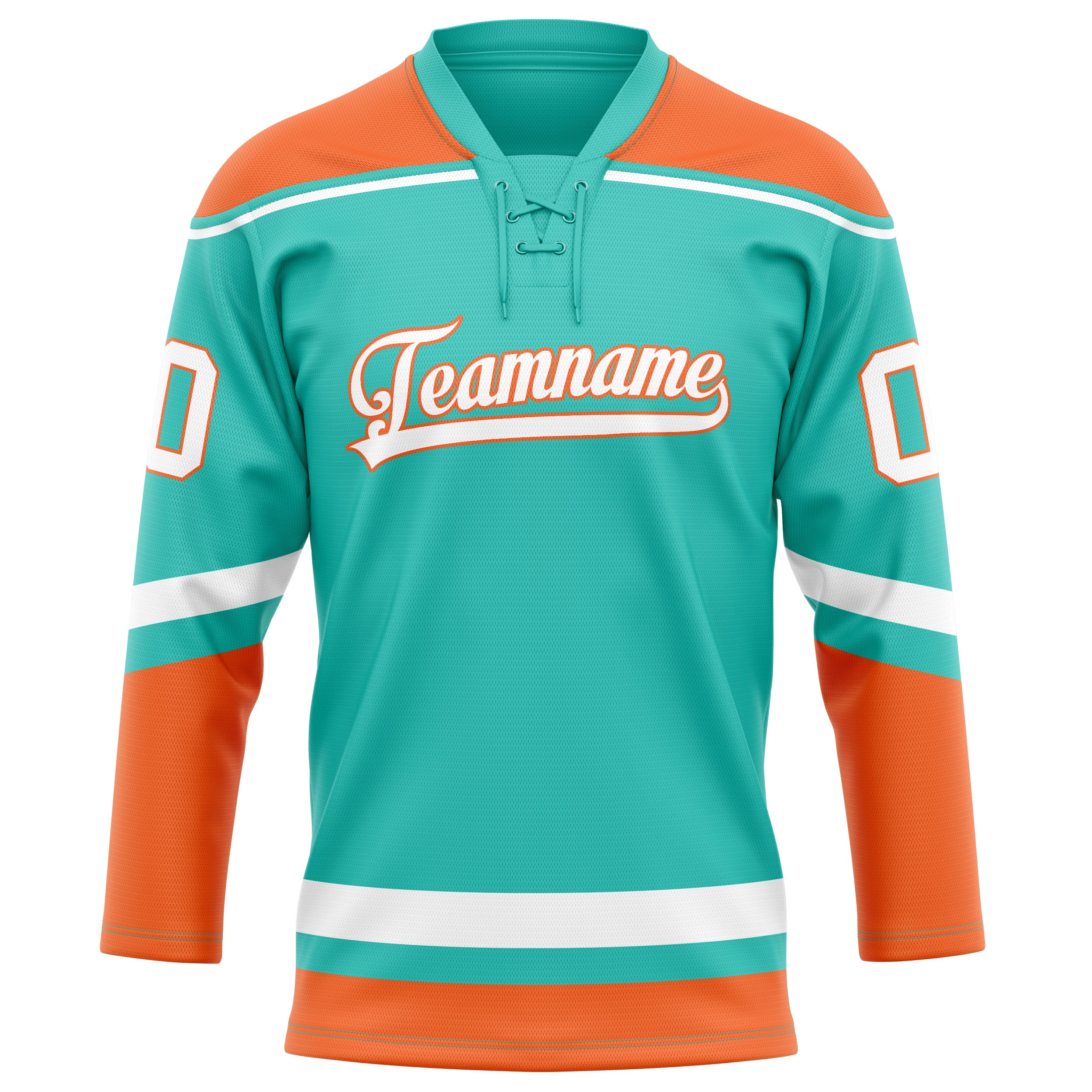 Personalized Aqua & Orange Solid Colour Hockey Jersey