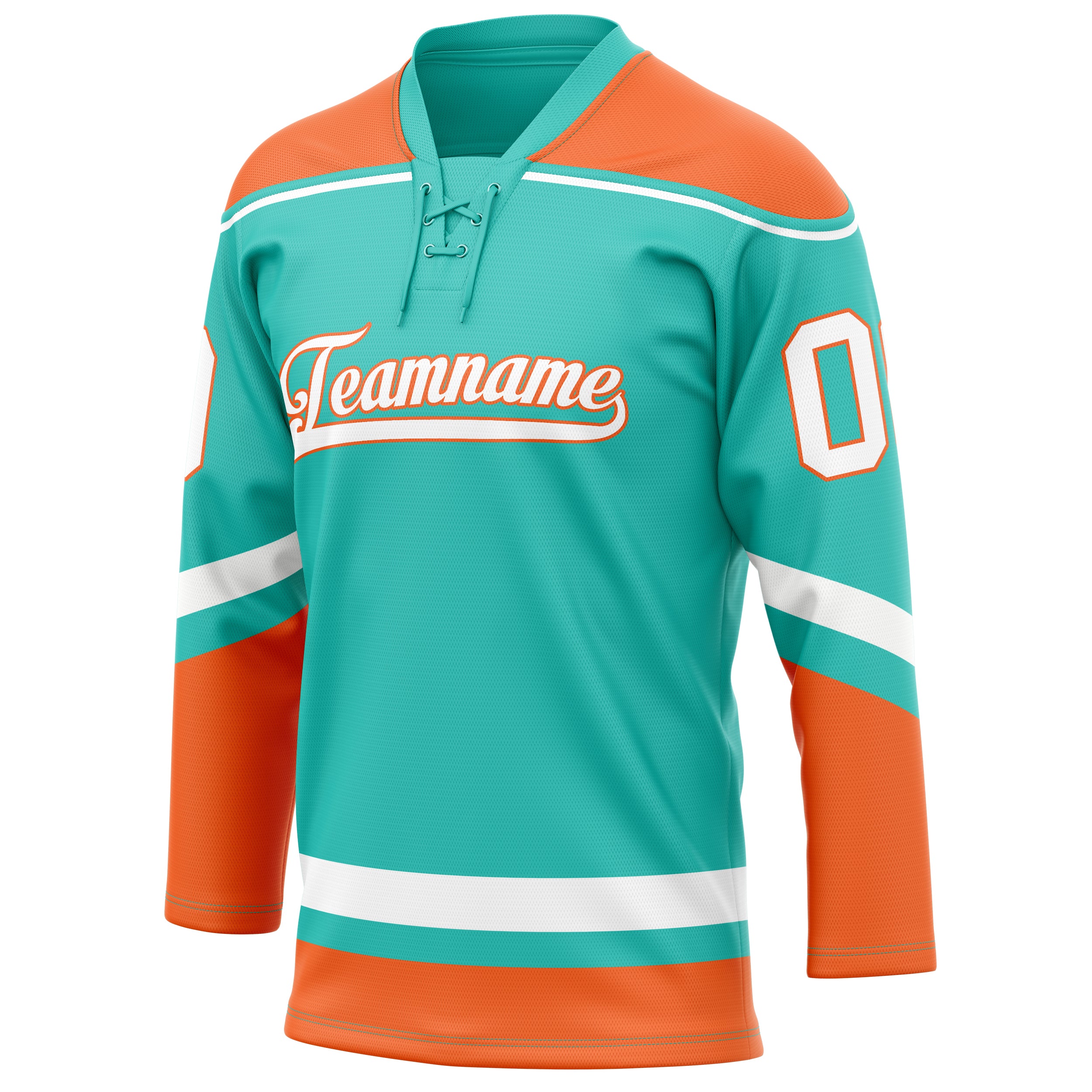 Personalized Aqua & Orange Solid Colour Hockey Jersey