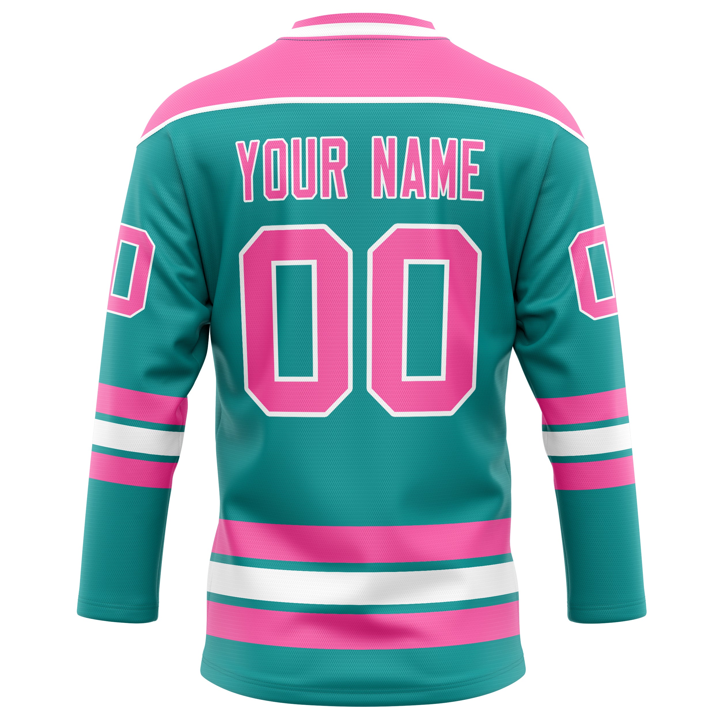 Personalized Aqua & Pink Solid Colour Hockey Jersey
