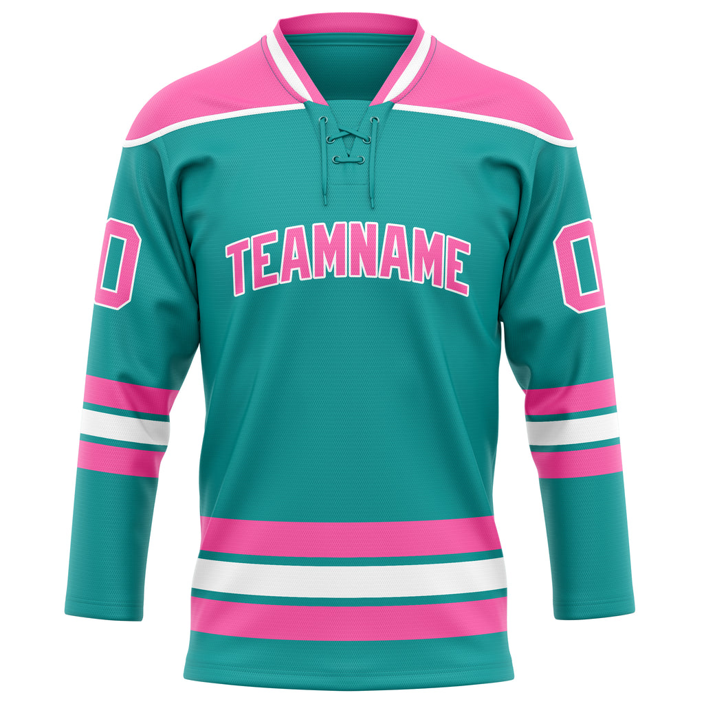 Personalized Aqua & Pink Solid Colour Hockey Jersey